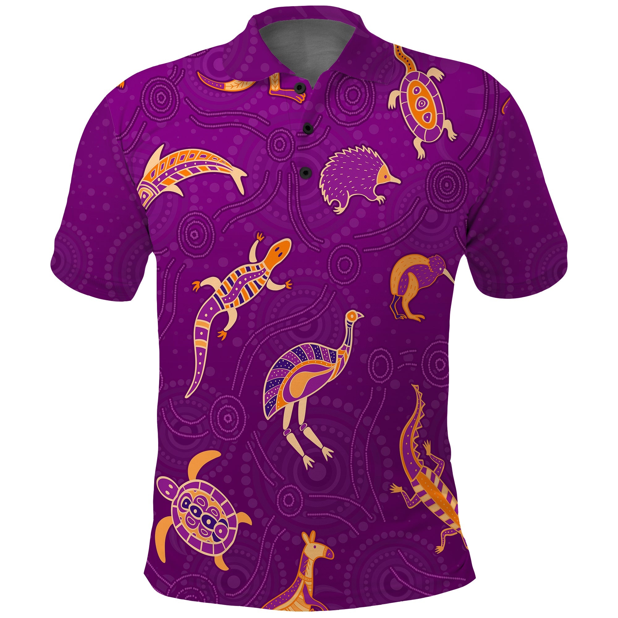 aboriginal-art-polo-shirt-animals-australia-version-purple