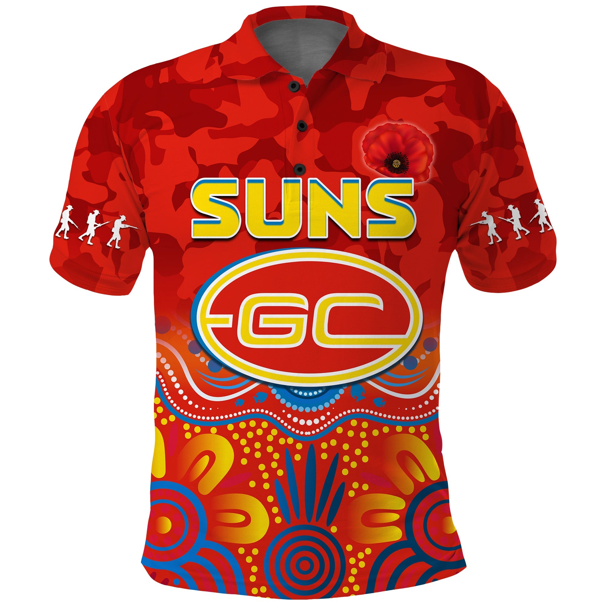 custom-text-and-number-suns-anzac-2022-polo-shirt-gold-coast-aboriginal-poppy