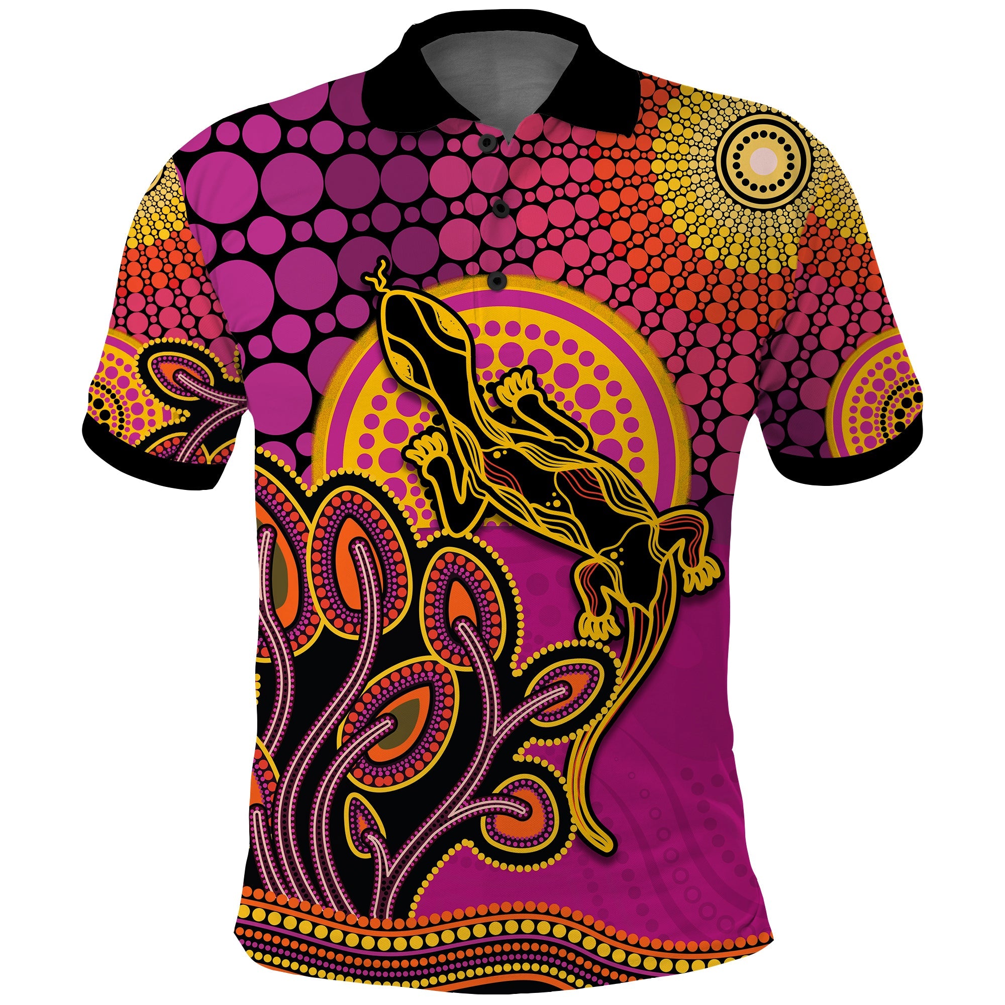 custom-personalised-aboriginal-lizard-polo-shirt-tree-on-the-hill-sunshine