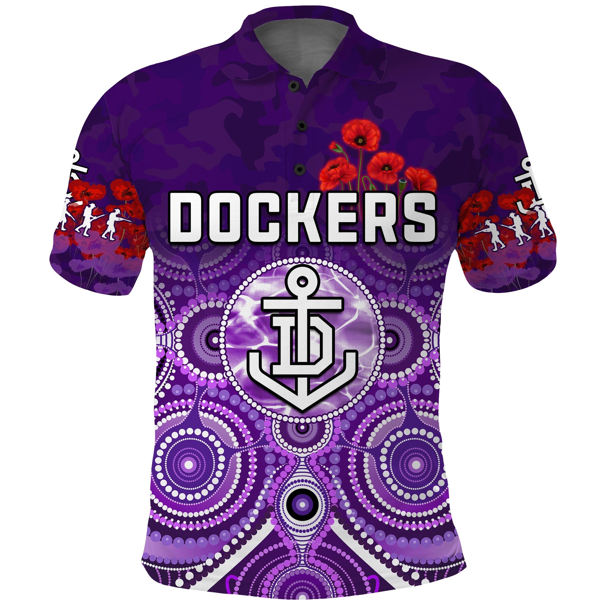 dockers-anzac-2022-polo-shirt-fremantle-football-aboriginal-poppy-flowers