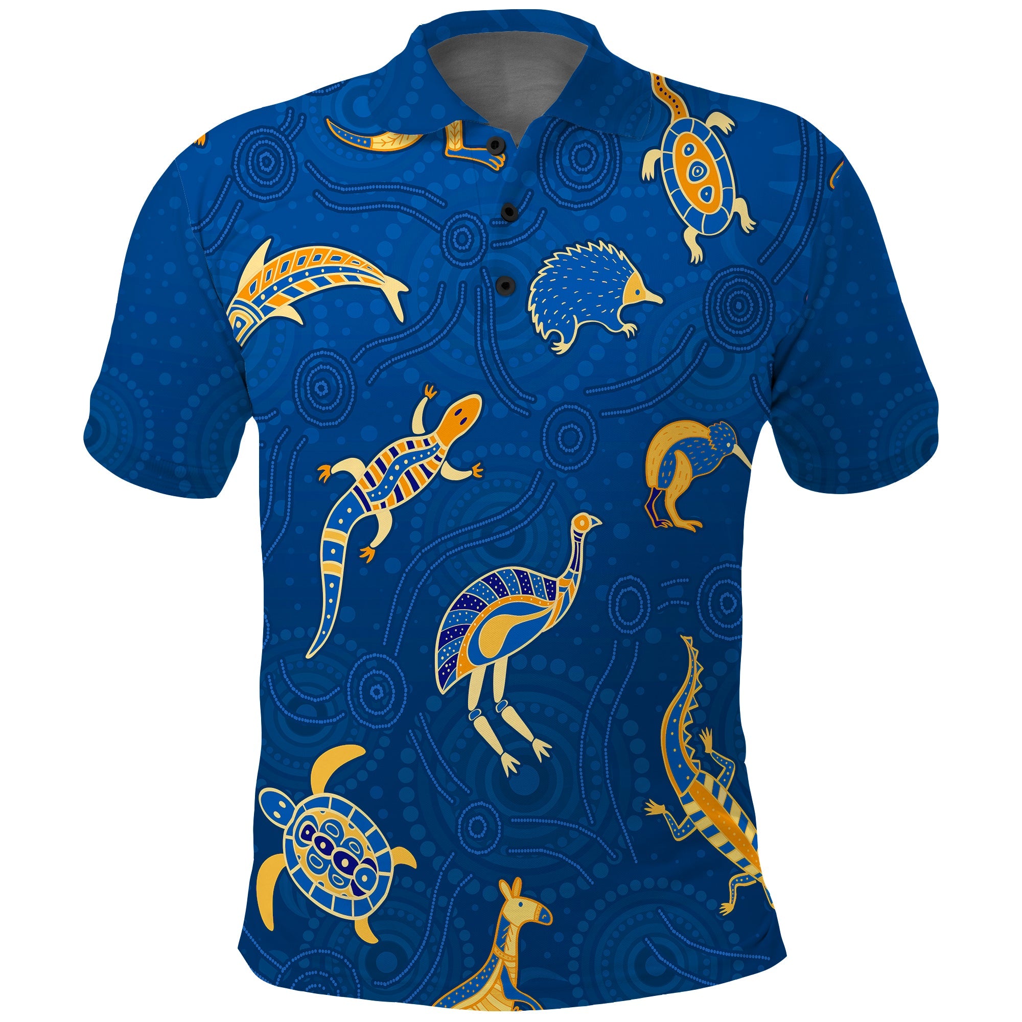 aboriginal-art-polo-shirt-animals-australia-version-blue