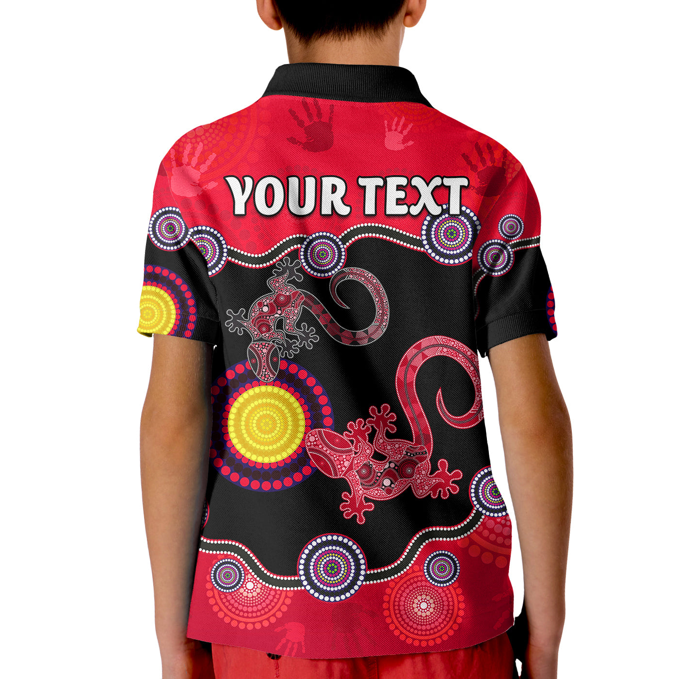 custom-personalised-aboriginal-lizard-polo-shirt-kid-attracted-australia-version-red