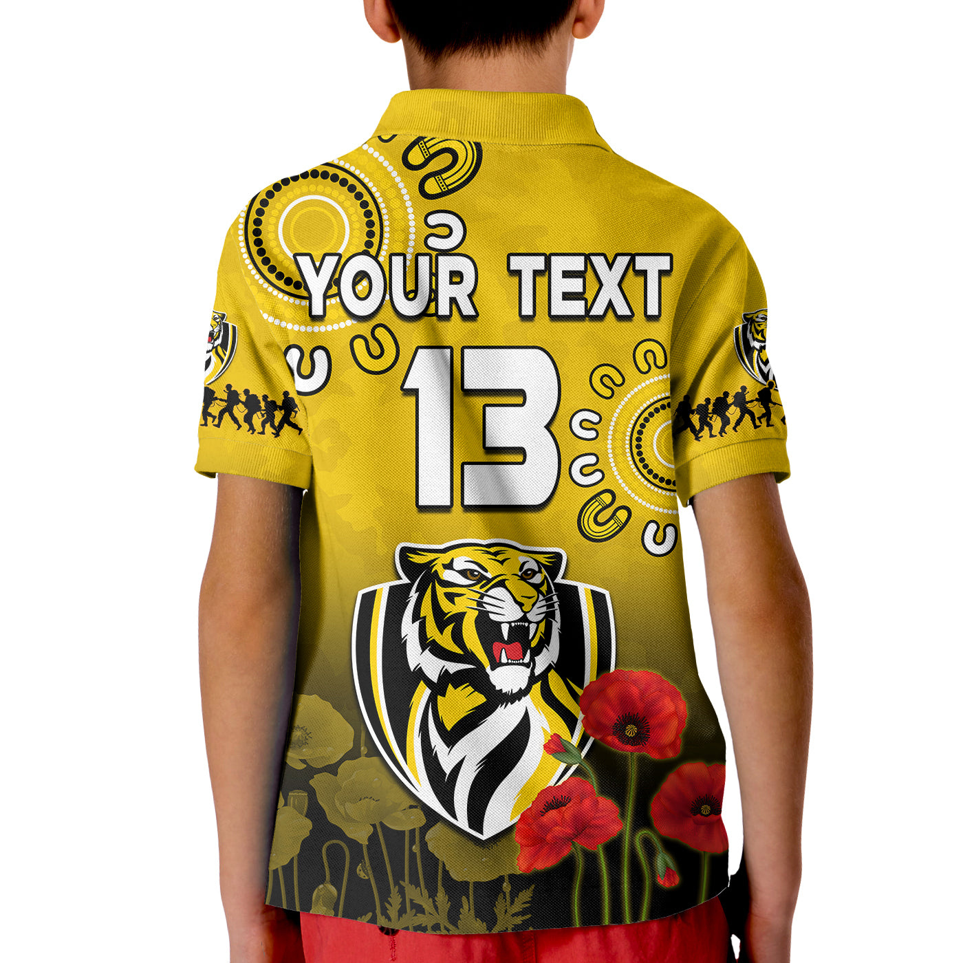 custom-text-and-number-richmond-anzac-2022-polo-shirt-tigers-aboriginal-poppy