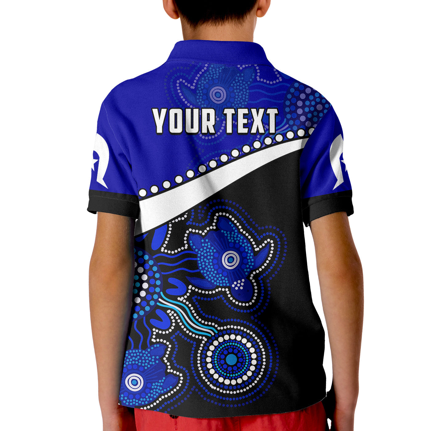 custom-personalised-naidoc-week-2022-polo-shirt-kid-torres-strait-islander-version-blue-aboriginal-turtles