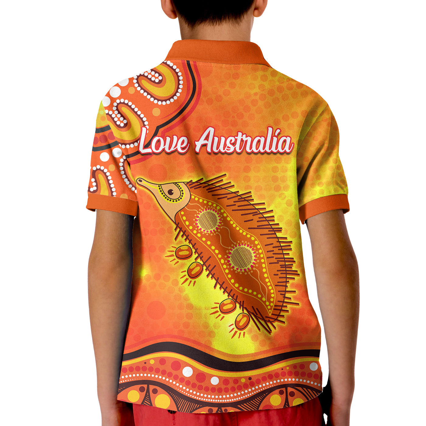 echidna-aboriginal-polo-shirt-kid-australian-animal