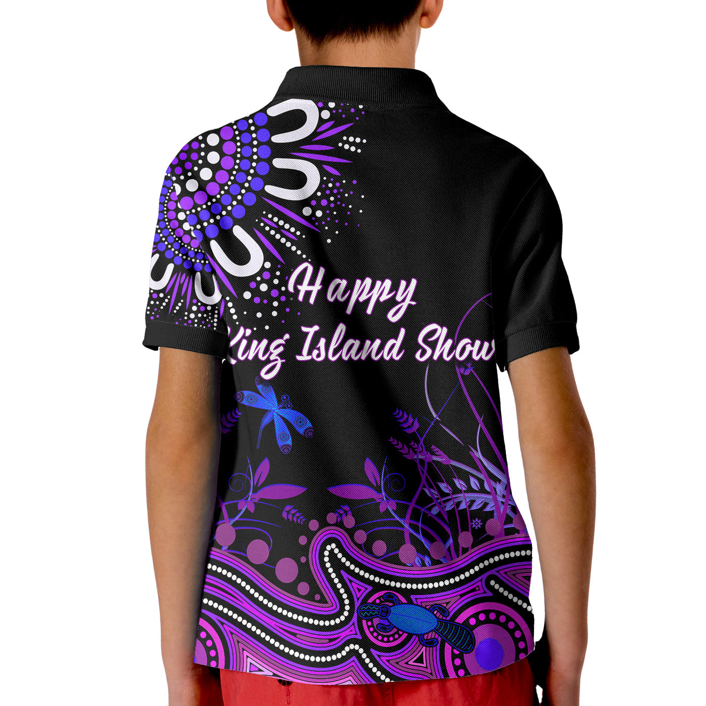 custom-personalised-happy-king-island-show-polo-shirt-kid-aboriginal-tasmania-australia-version-purple