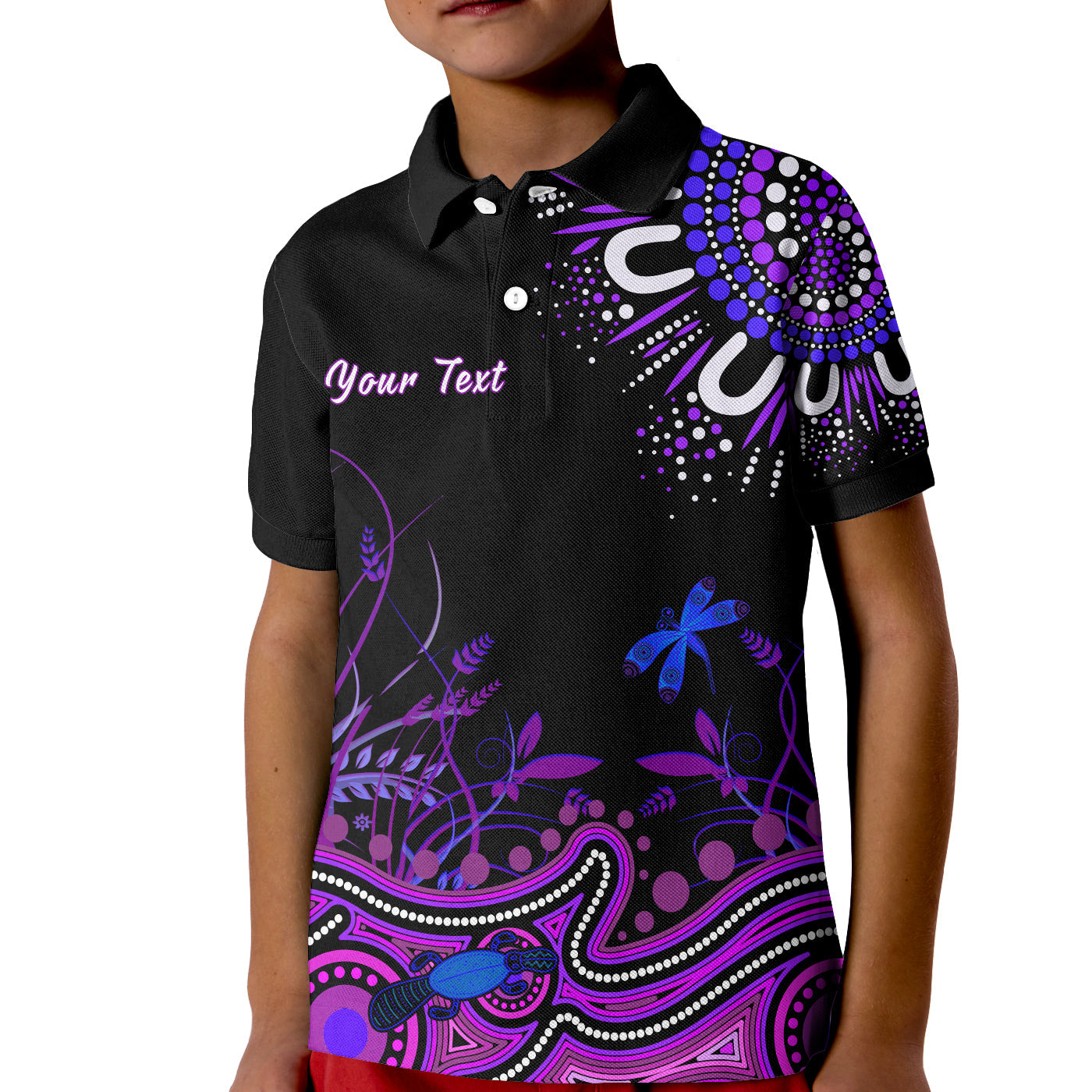 custom-personalised-happy-king-island-show-polo-shirt-kid-aboriginal-tasmania-australia-version-purple