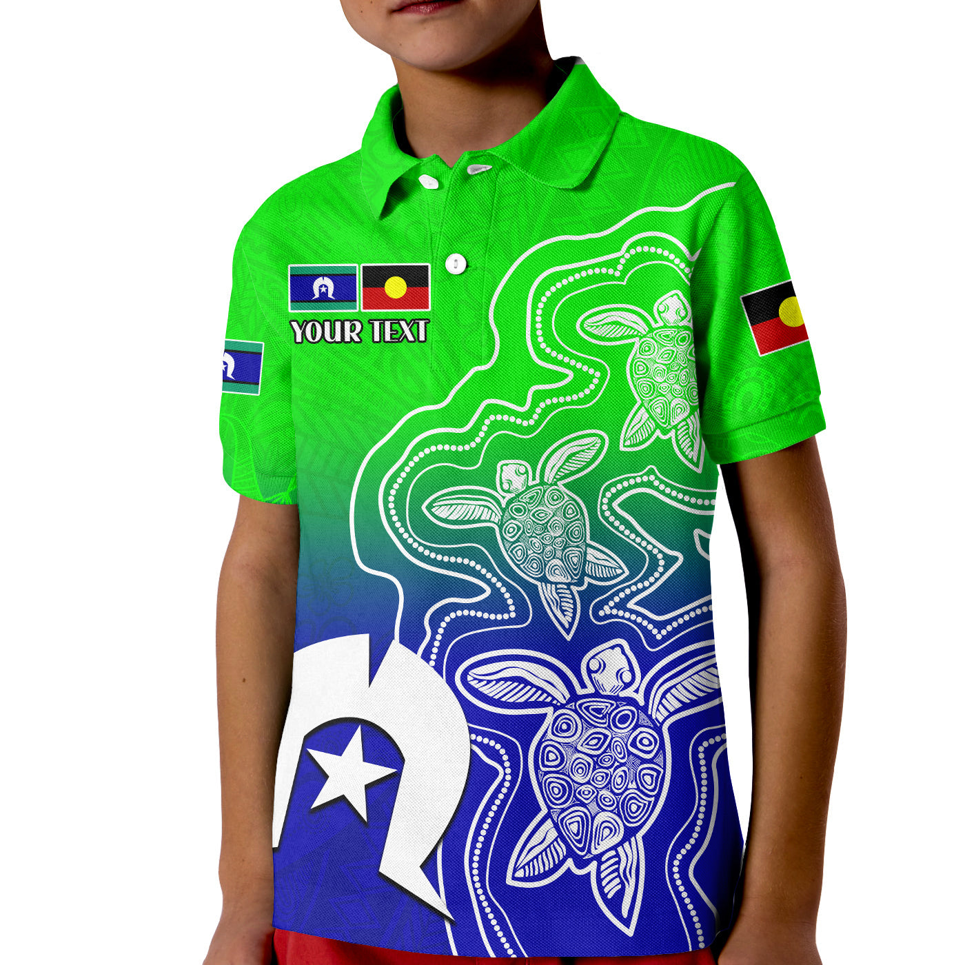 custom-personalised-naidoc-week-2022-polo-shirt-kid-torres-strait-islanders-with-aboriginal-turtles