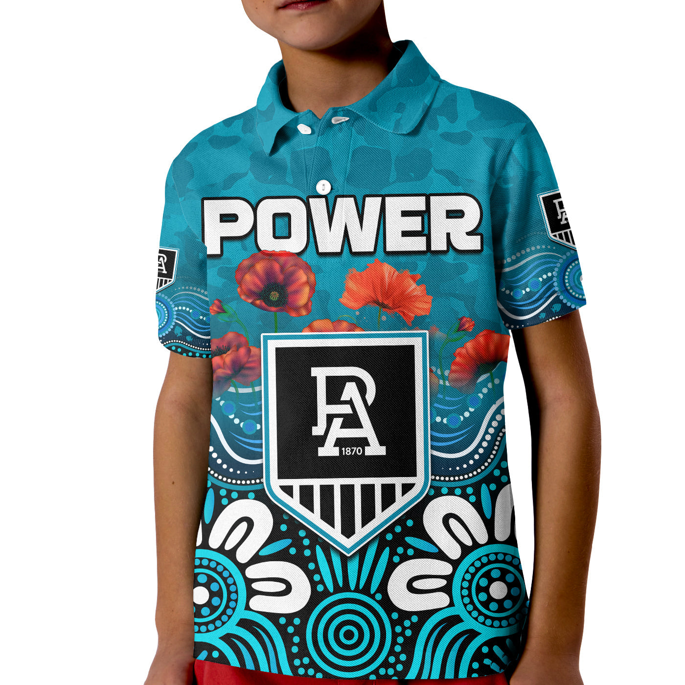 power-anzac-2022-polo-shirt-port-adelaide-aboriginal-remember-them