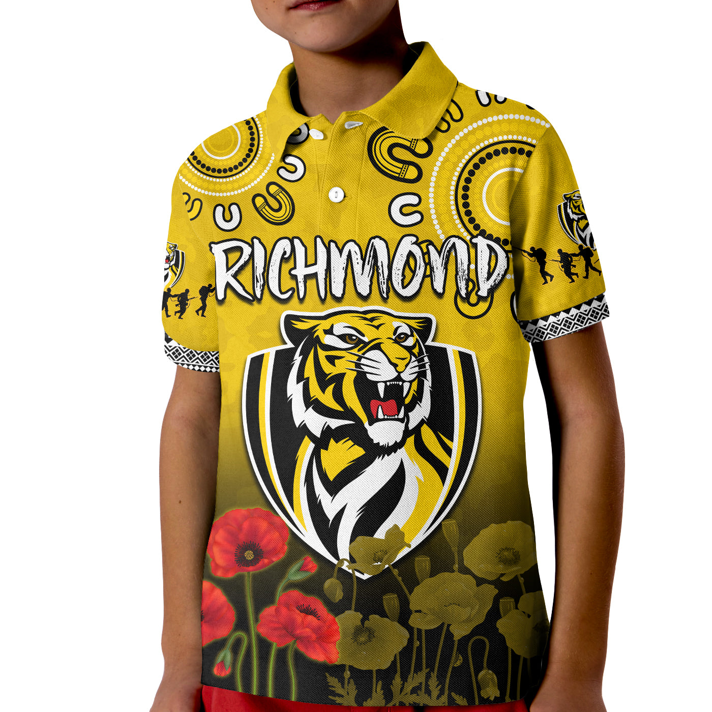 richmond-anzac-2022-polo-shirt-kid-tigers-aboriginal-poppy