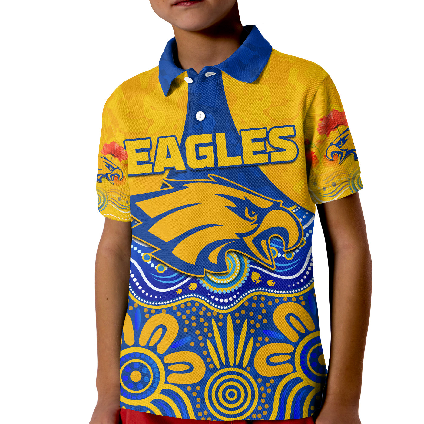 eagles-anzac-2022-polo-shirt-kid-west-coast-aboriginal-remember-them