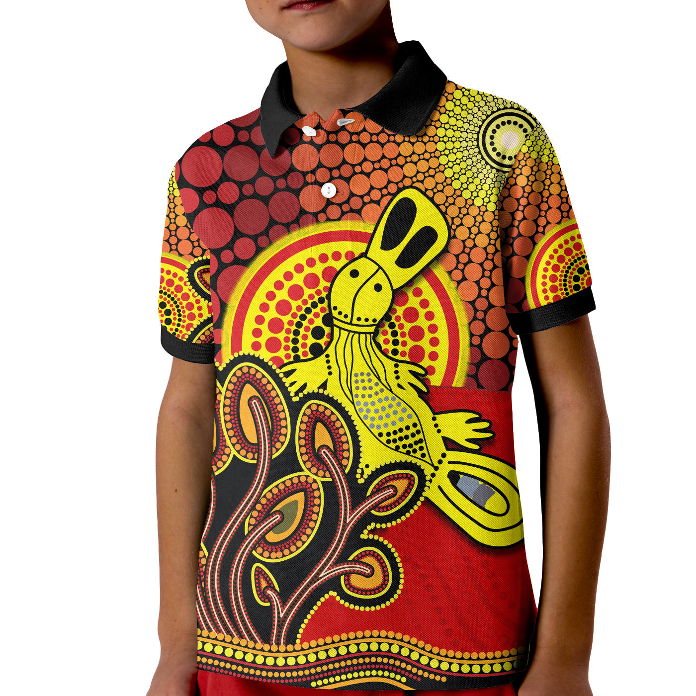 aboriginal-platypus-polo-shirt-kid-tree-on-the-hill-sunshine