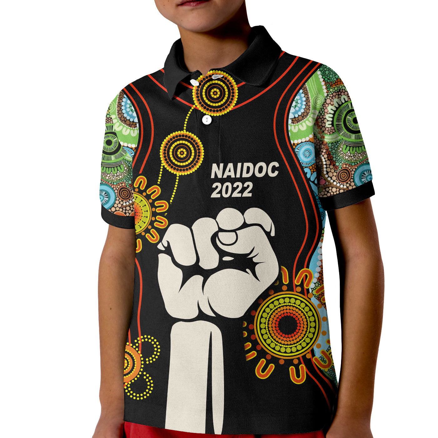 naidoc-2022-polo-shirt-kid-proud-history-of-getting-up-standing-up-and-showing-up