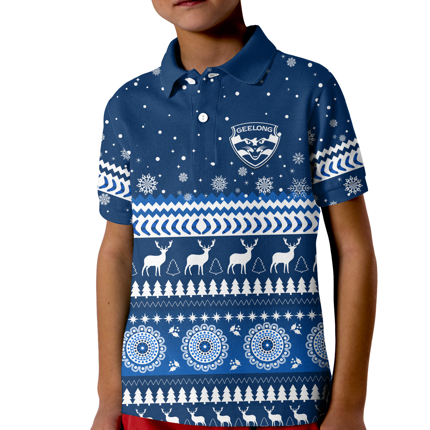 cats-christmas-polo-shirt-kid-indigenous-geelong-football