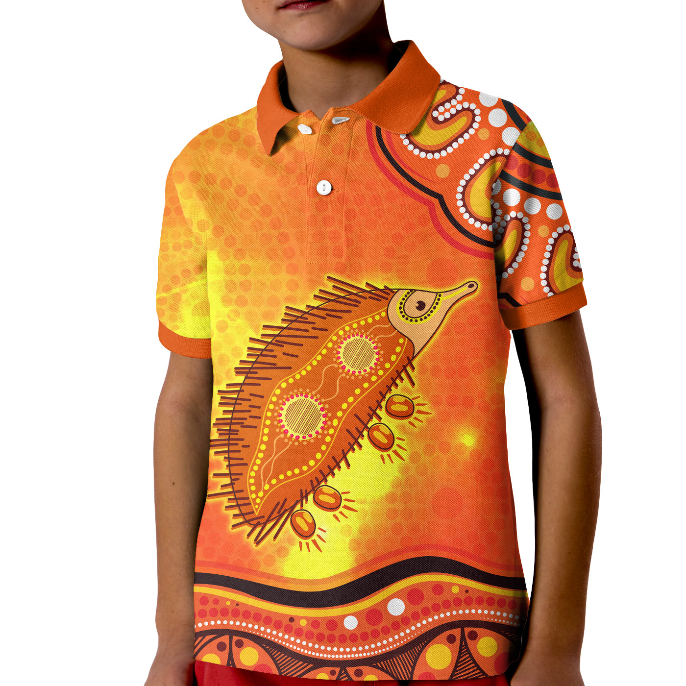 echidna-aboriginal-polo-shirt-kid-australian-animal