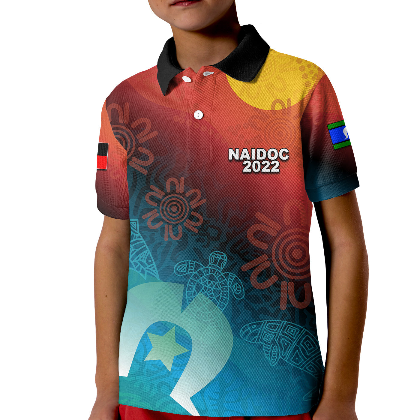 naidoc-week-2022-polo-shirt-kid-indigenous-flag-australia-aboriginal