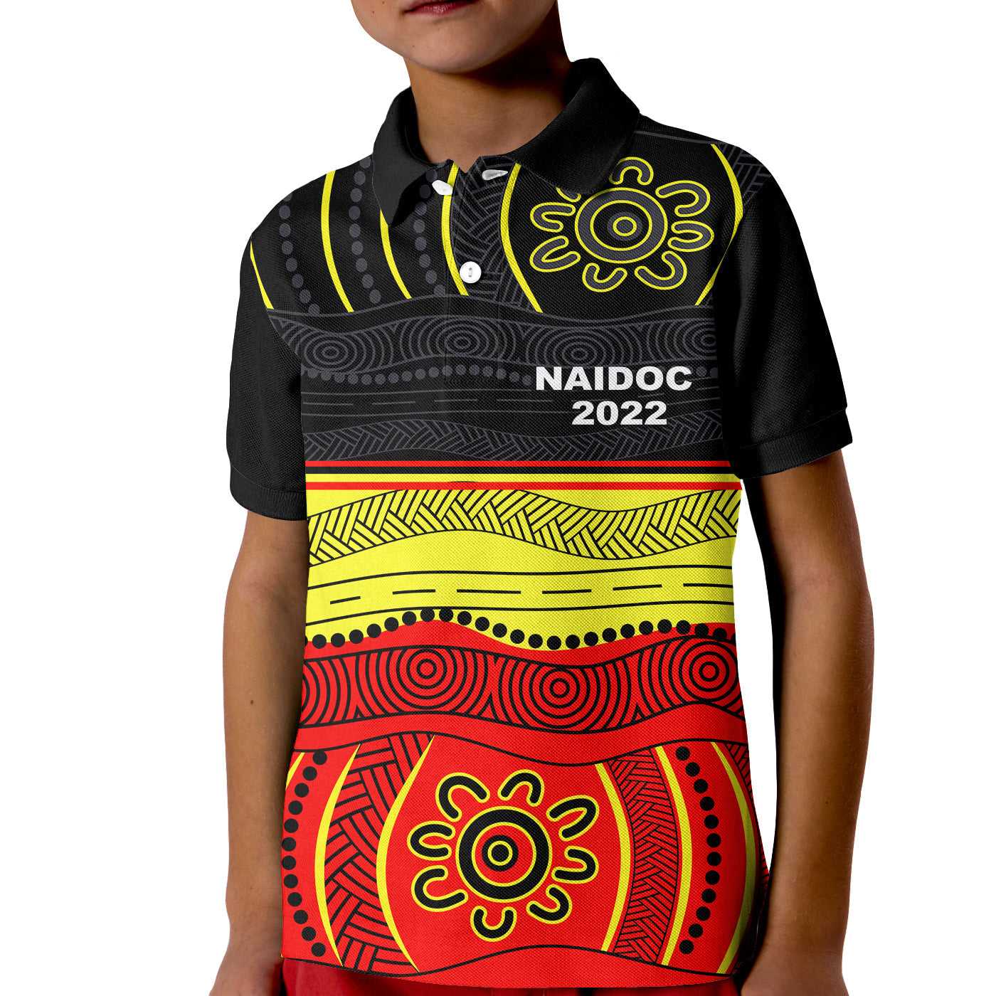 naidoc-week-2022-polo-shirt-kid-aboriginal-flag