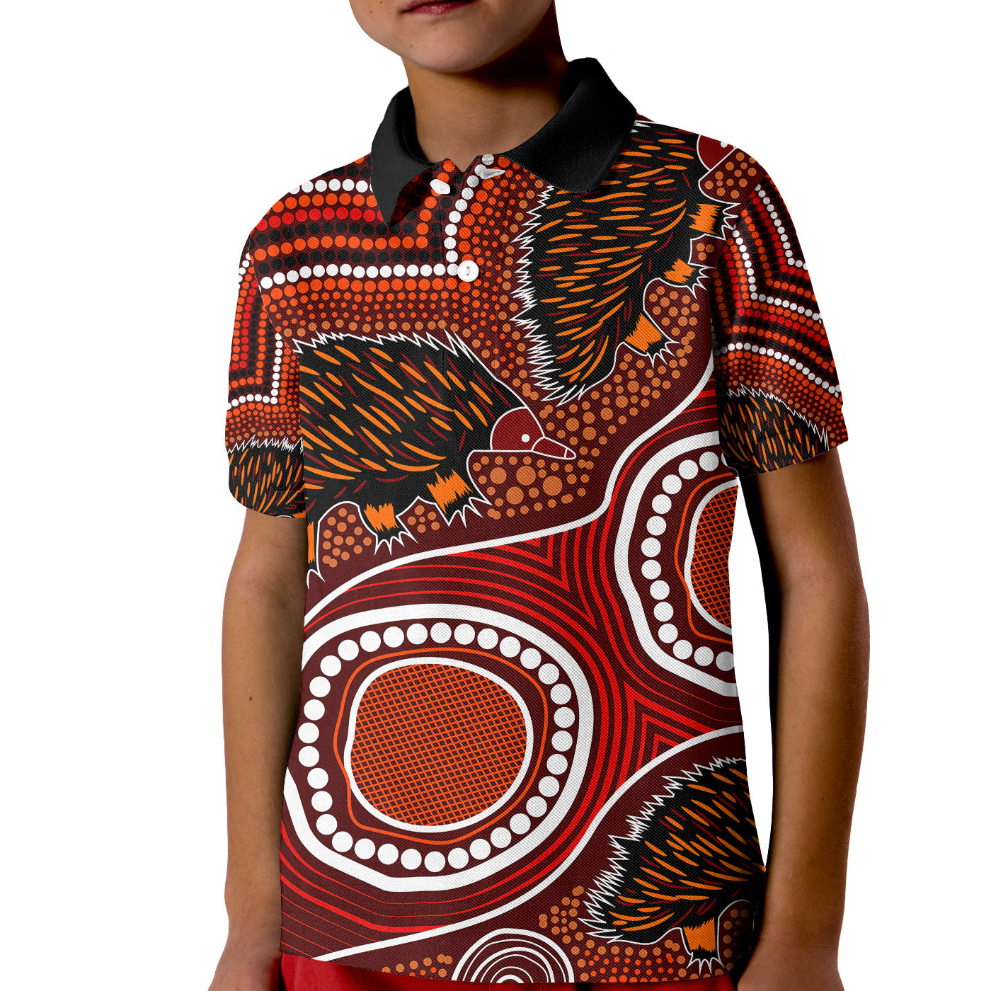 echidna-aboriginal-polo-shirt-kid-style-no-2