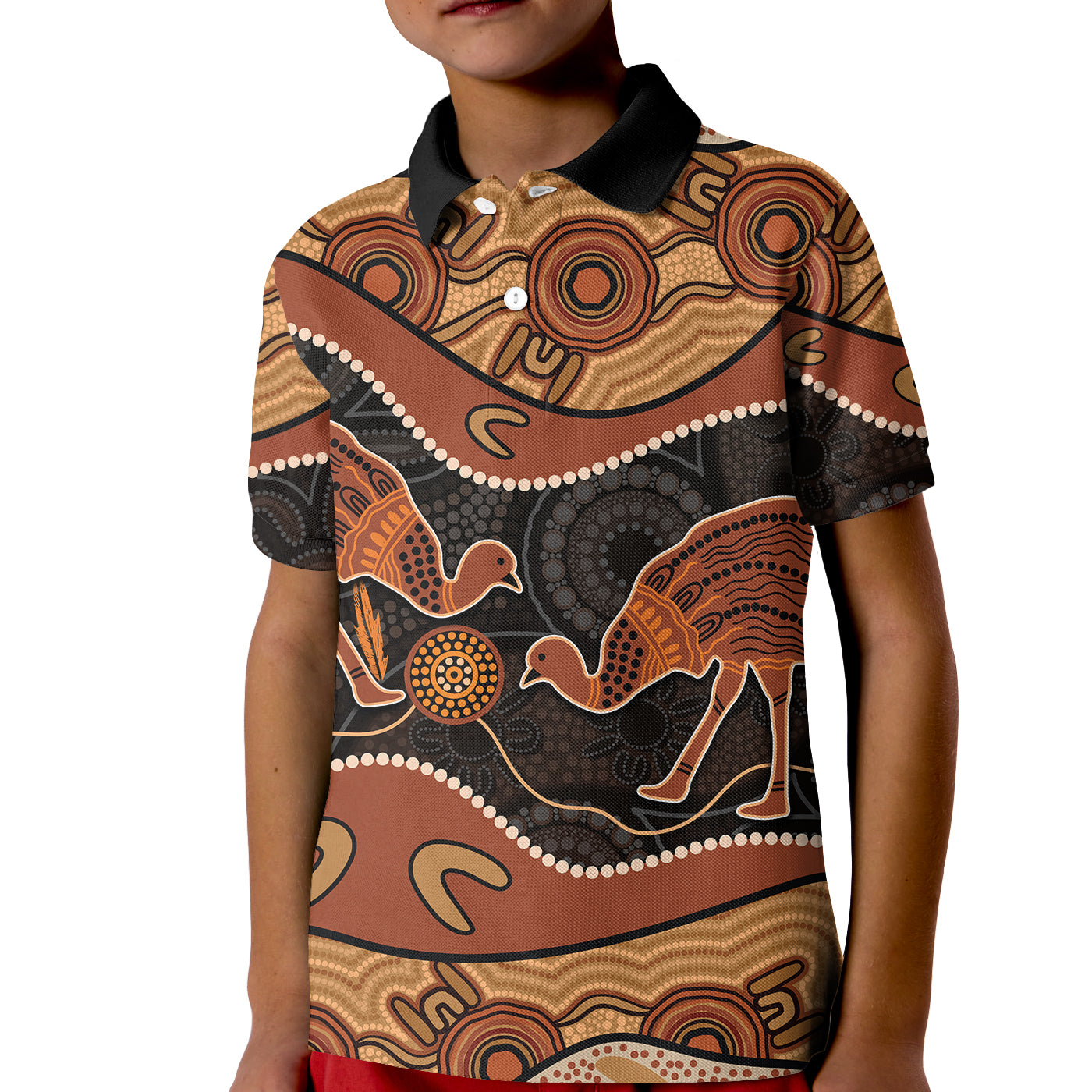 emu-aboriginal-polo-shirt-kid-style-no-6