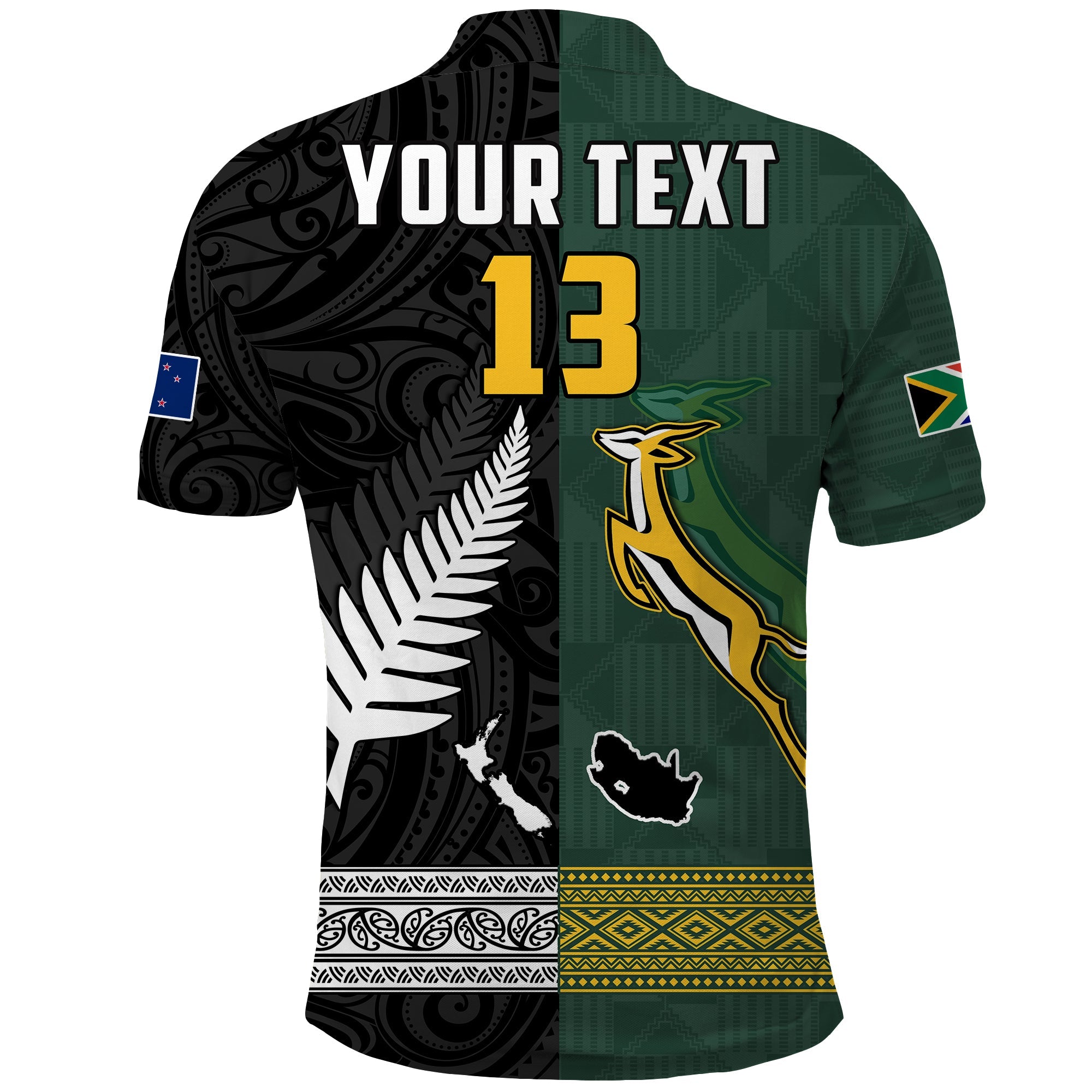 custom-text-and-number-south-africa-protea-and-new-zealand-fern-polo-shirt-rugby-go-springboks-vs-all-black