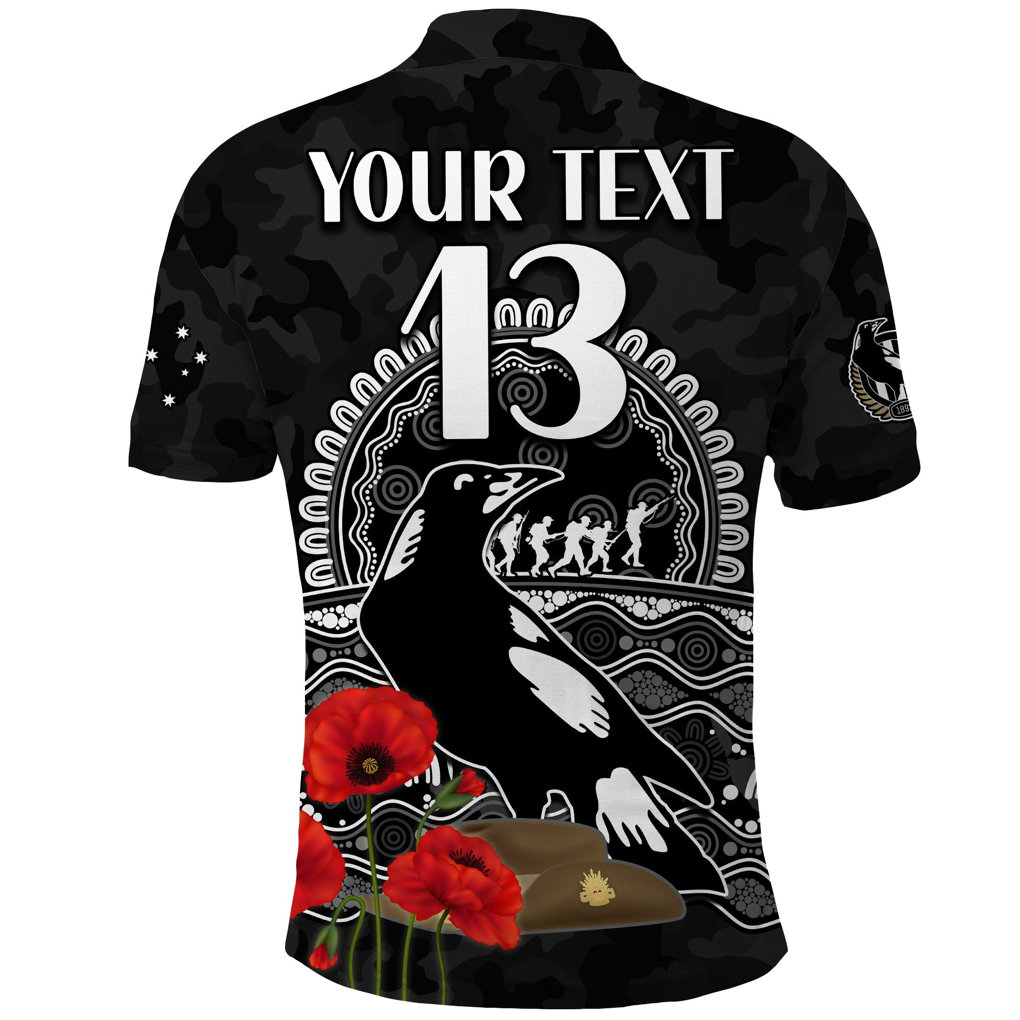 custom-text-and-number-magpies-football-anzac-day-polo-shirt-speical-poppy-mix-aboriginal