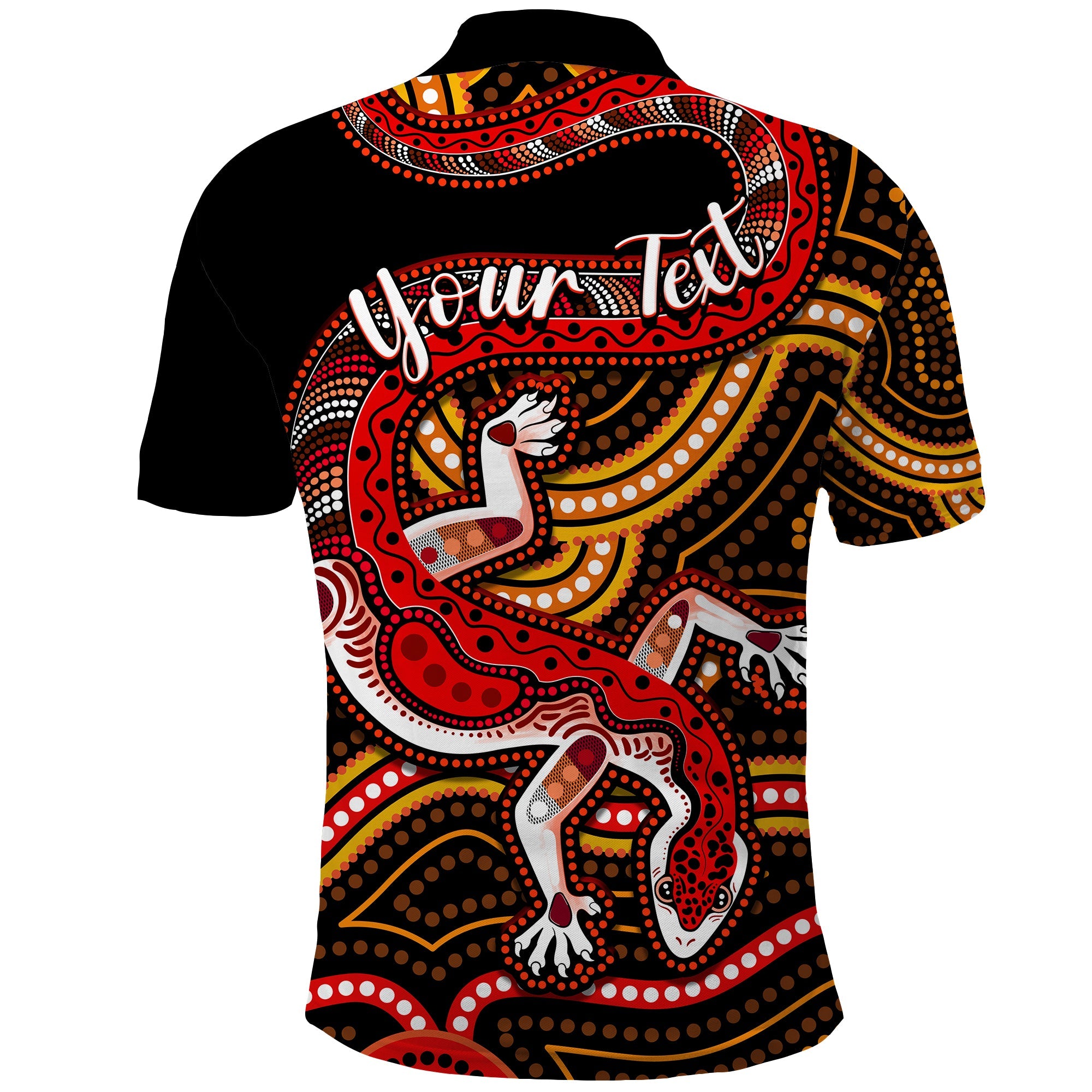 custom-personalised-aboriginal-art-lizard-polo-shirt-you-are-number-one