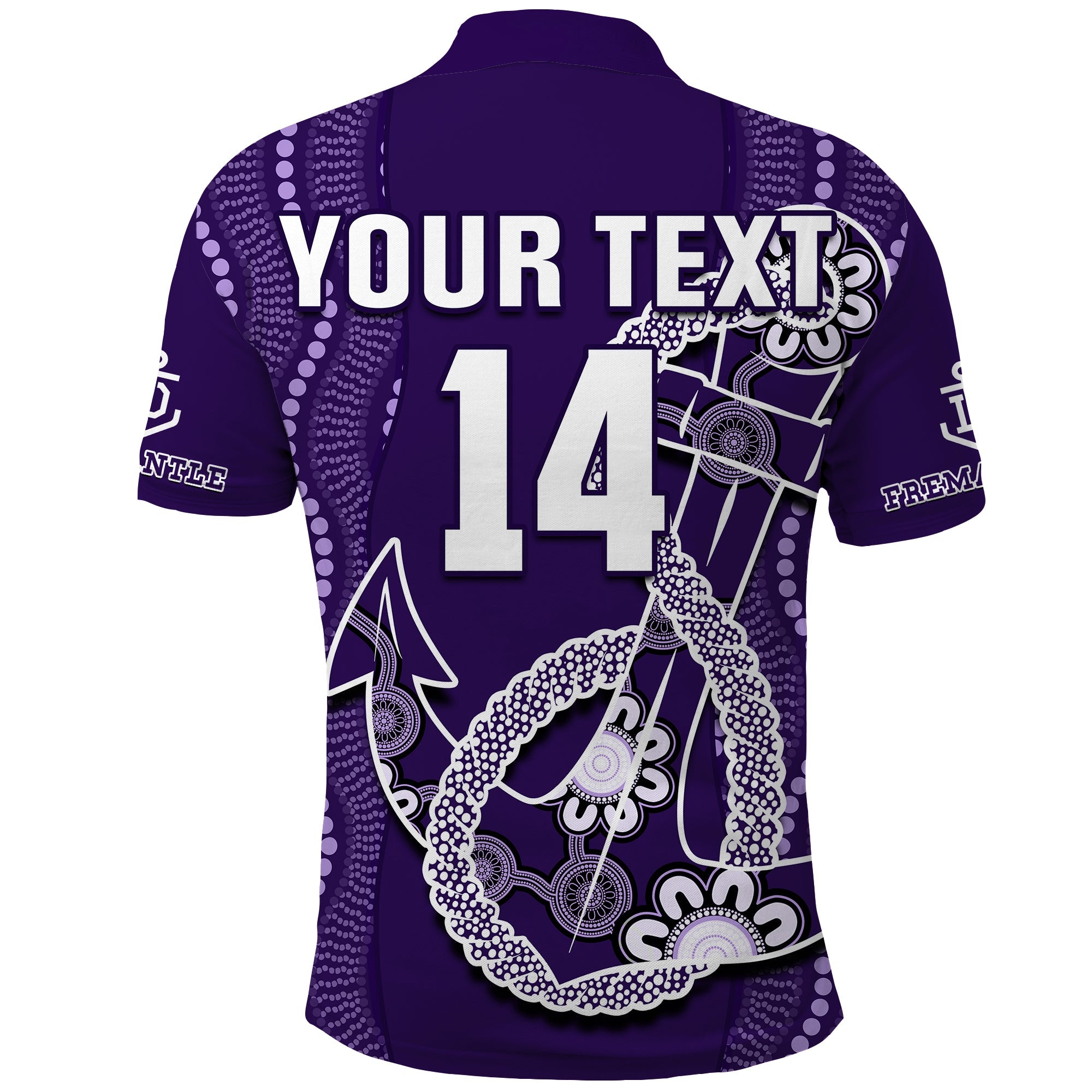 custom-text-and-number-dockers-football-polo-shirt-fremantle-anchor-mix-aboriginal-pattern-dynamic-style