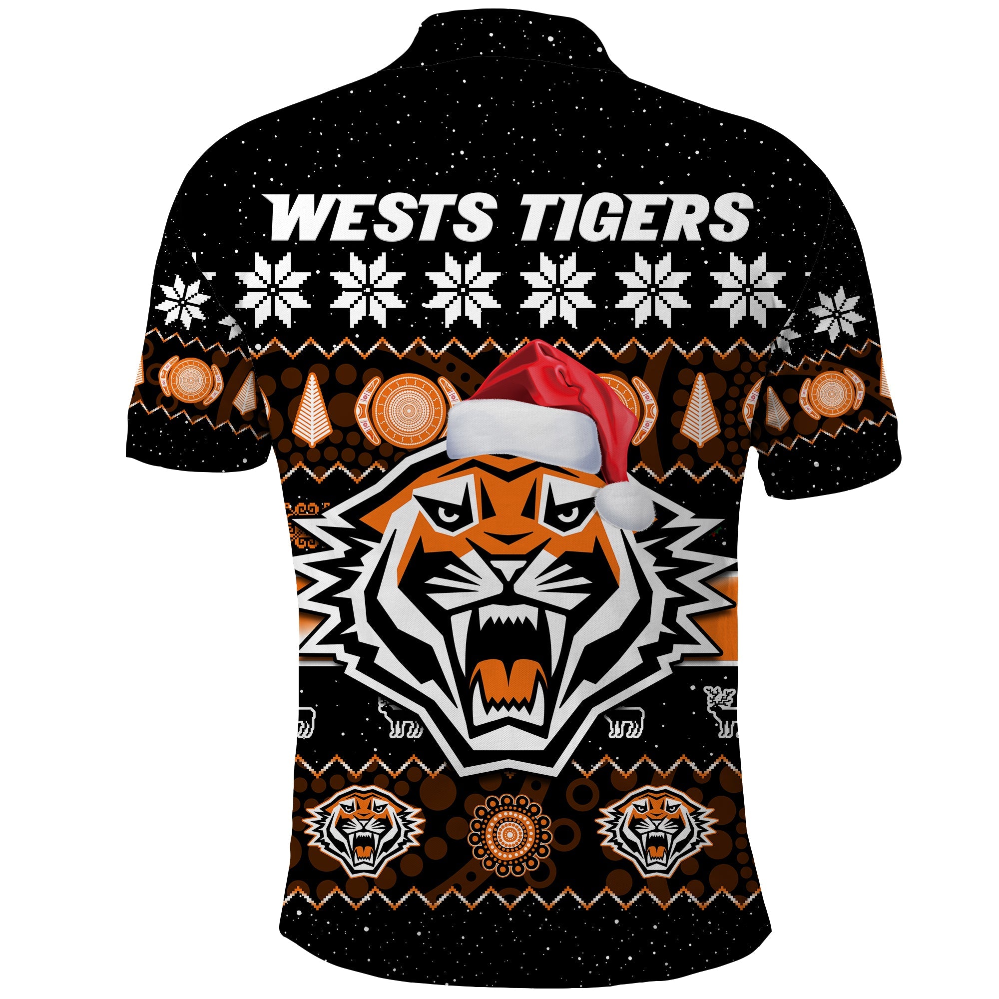 wests-tigers-christmas-polo-shirt-aboriginal-art-merry-xmas