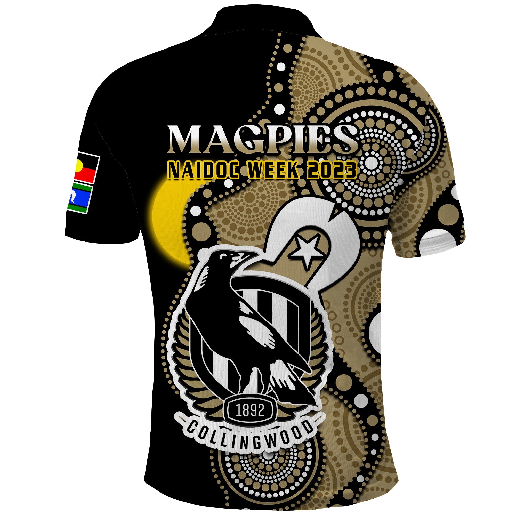 collingwood-football-naidoc-2023-polo-shirt-magpies-for-our-elders-indigenous-art