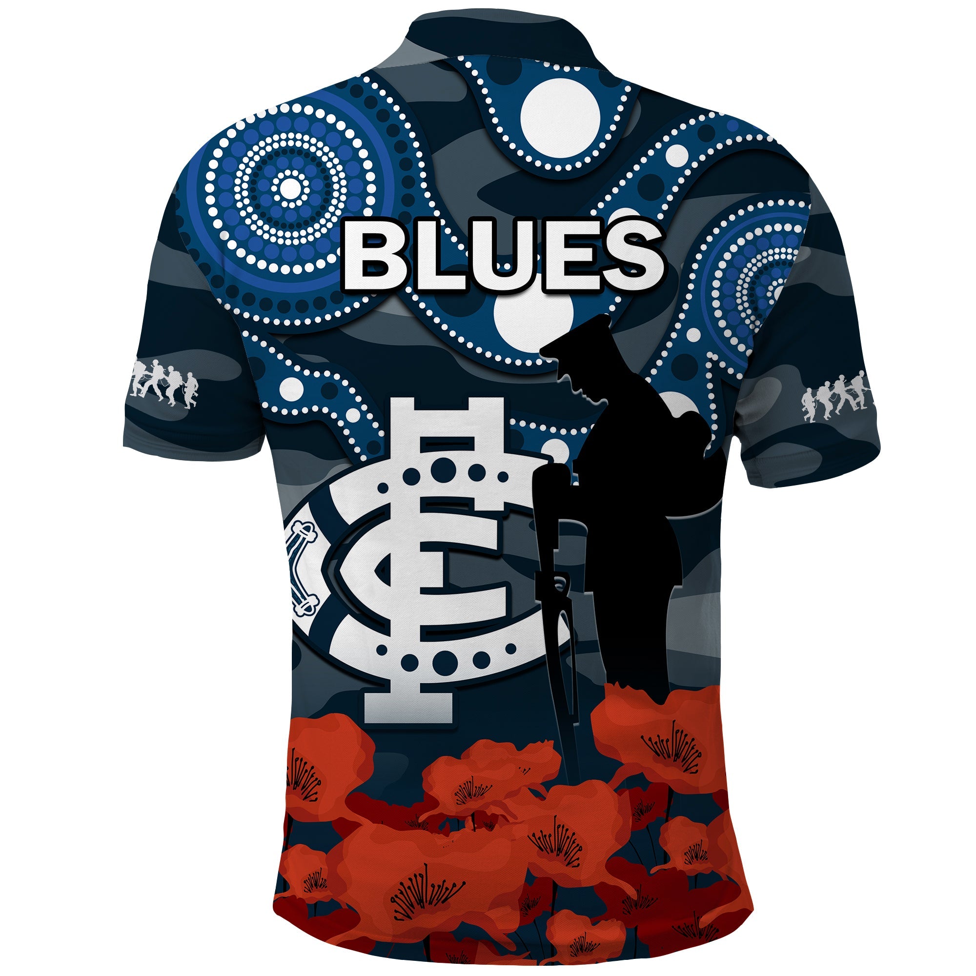 carlton-football-anzac-2023-polo-shirt-blues-aboriginal-mix-poppy-camouflage