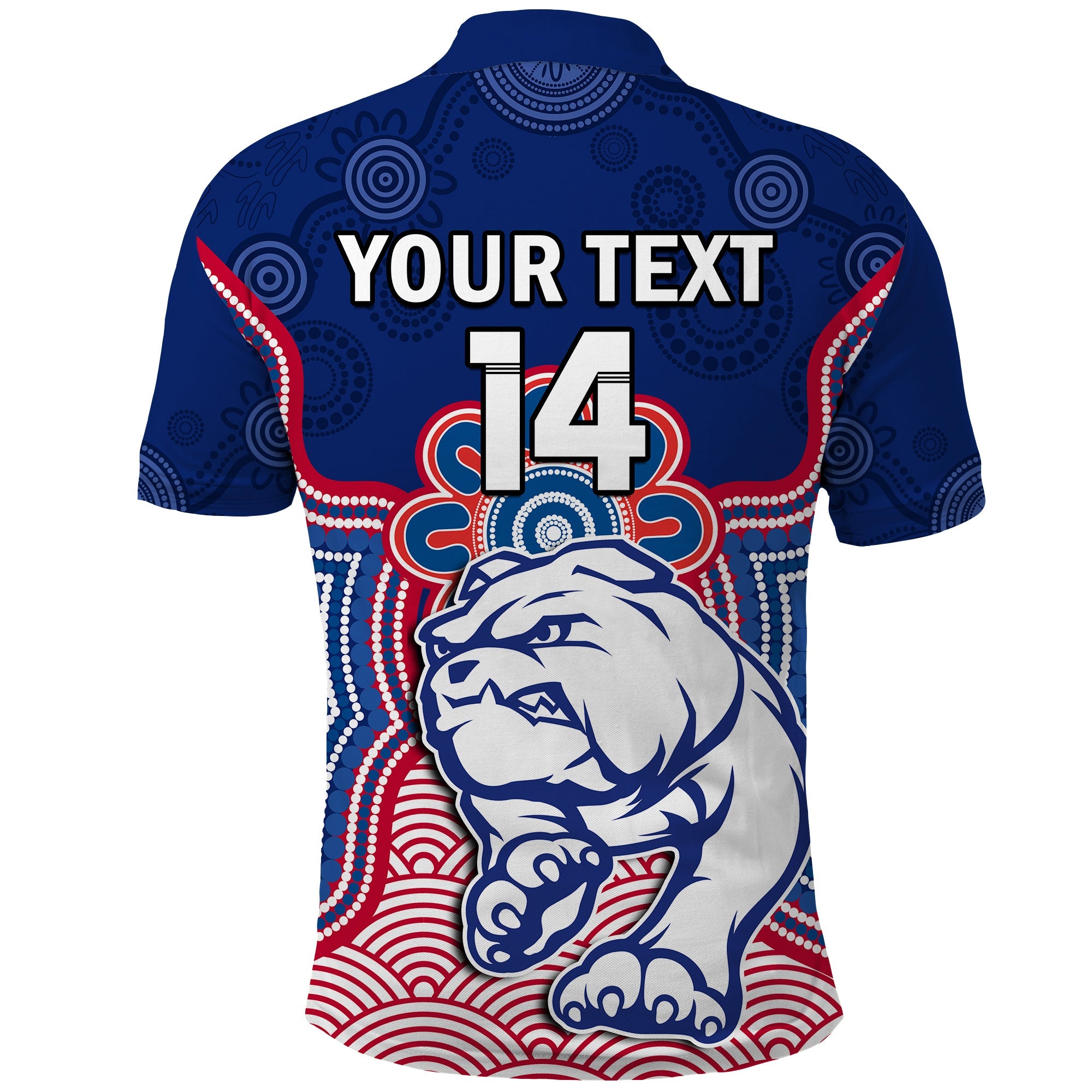 custom-text-and-number-bulldogs-football-polo-shirt-western-doggies-aboriginal-art