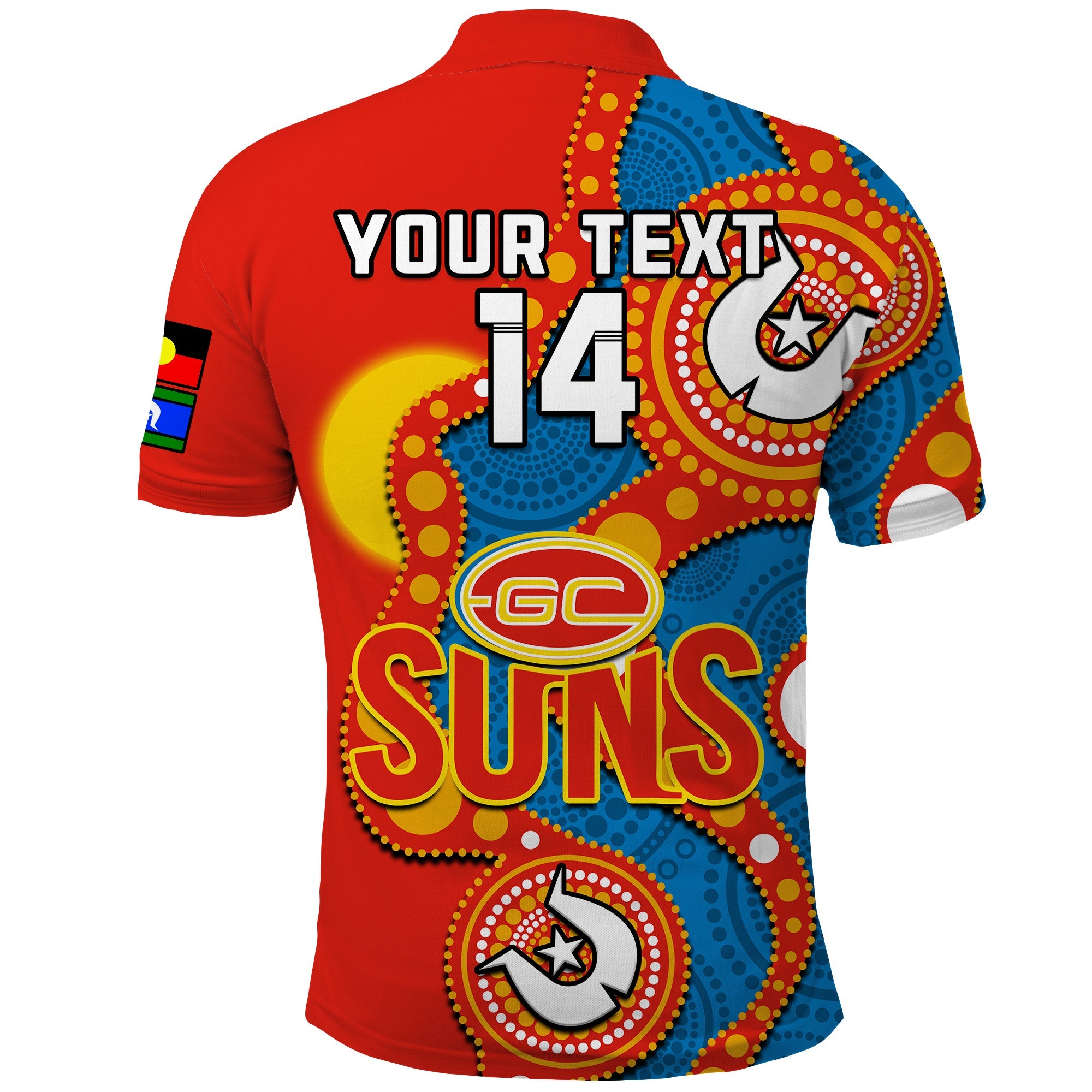 custom-text-and-number-gold-coast-football-naidoc-2023-polo-shirt-suns-indigenous-for-our-elders