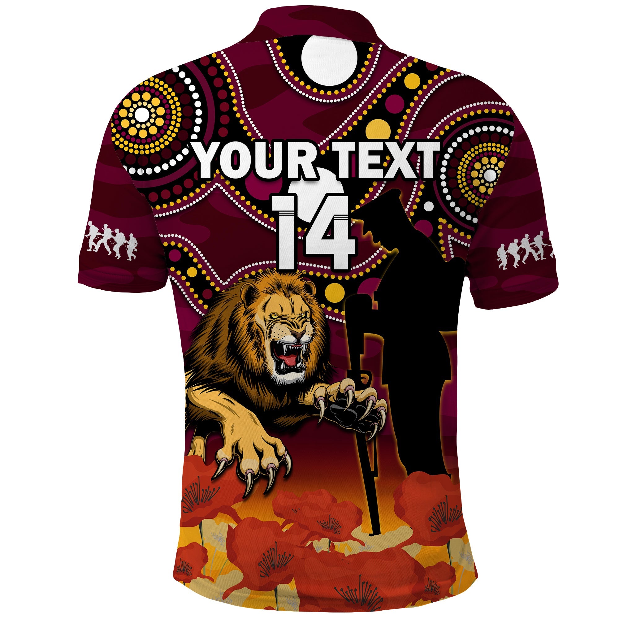 custom-text-and-number-brisbane-lions-football-anzac-2023-polo-shirt-aboriginal-mix-poppy-camouflage