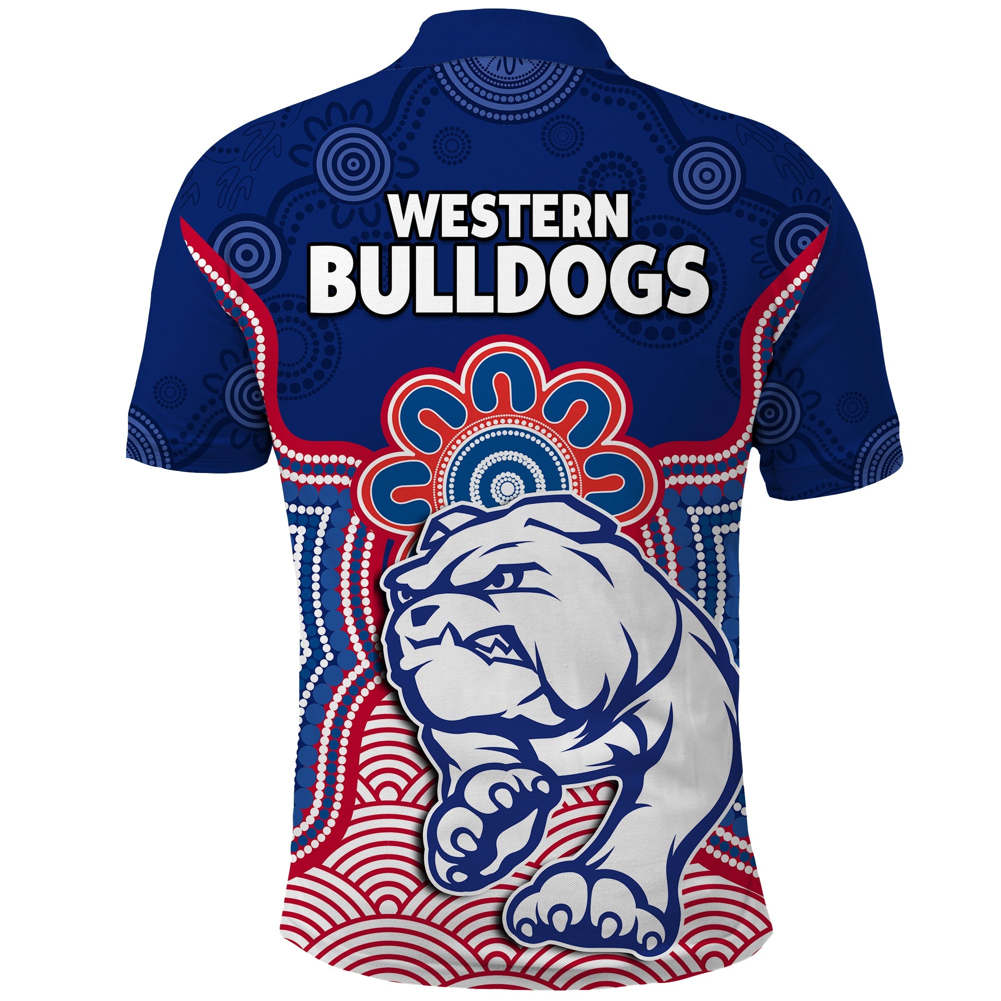 bulldogs-football-polo-shirt-western-doggies-aboriginal-art