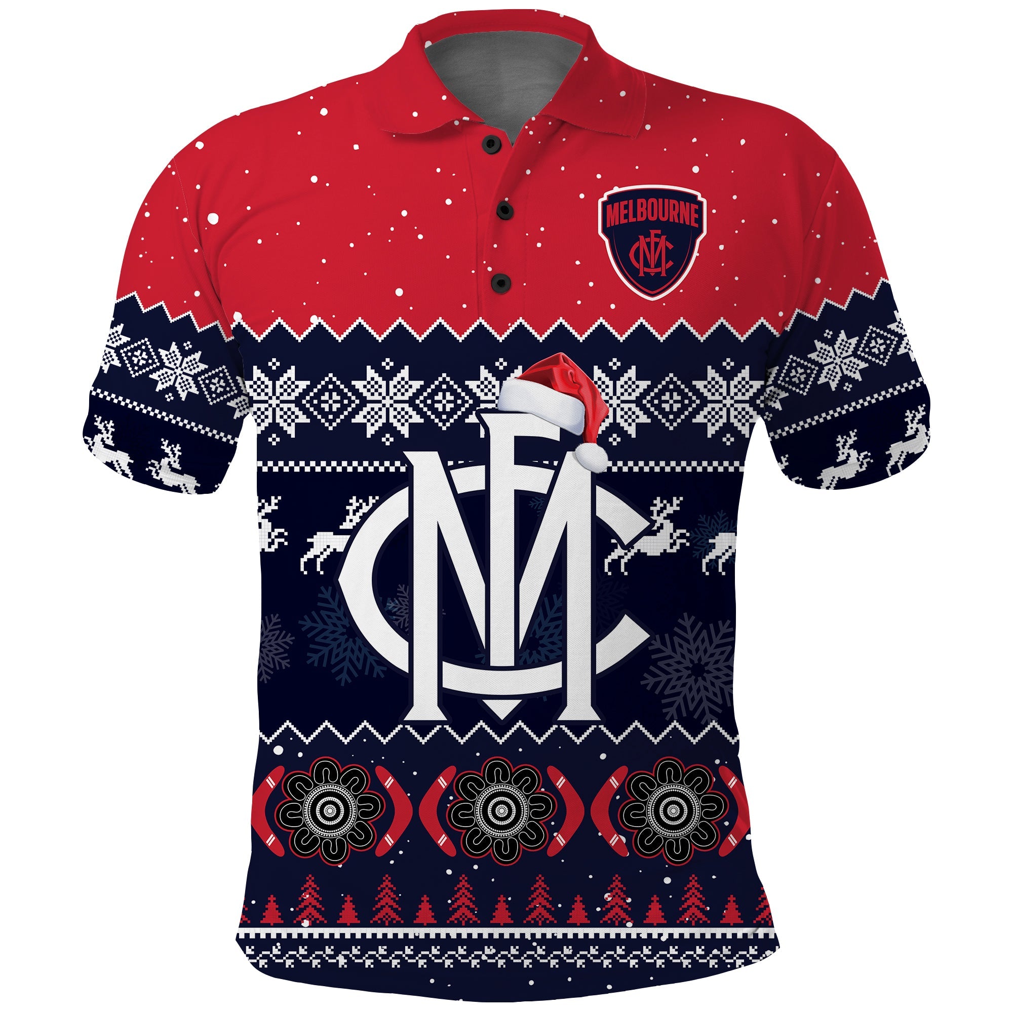 melbourne-football-polo-shirt-demons-indigenous-merry-christmas