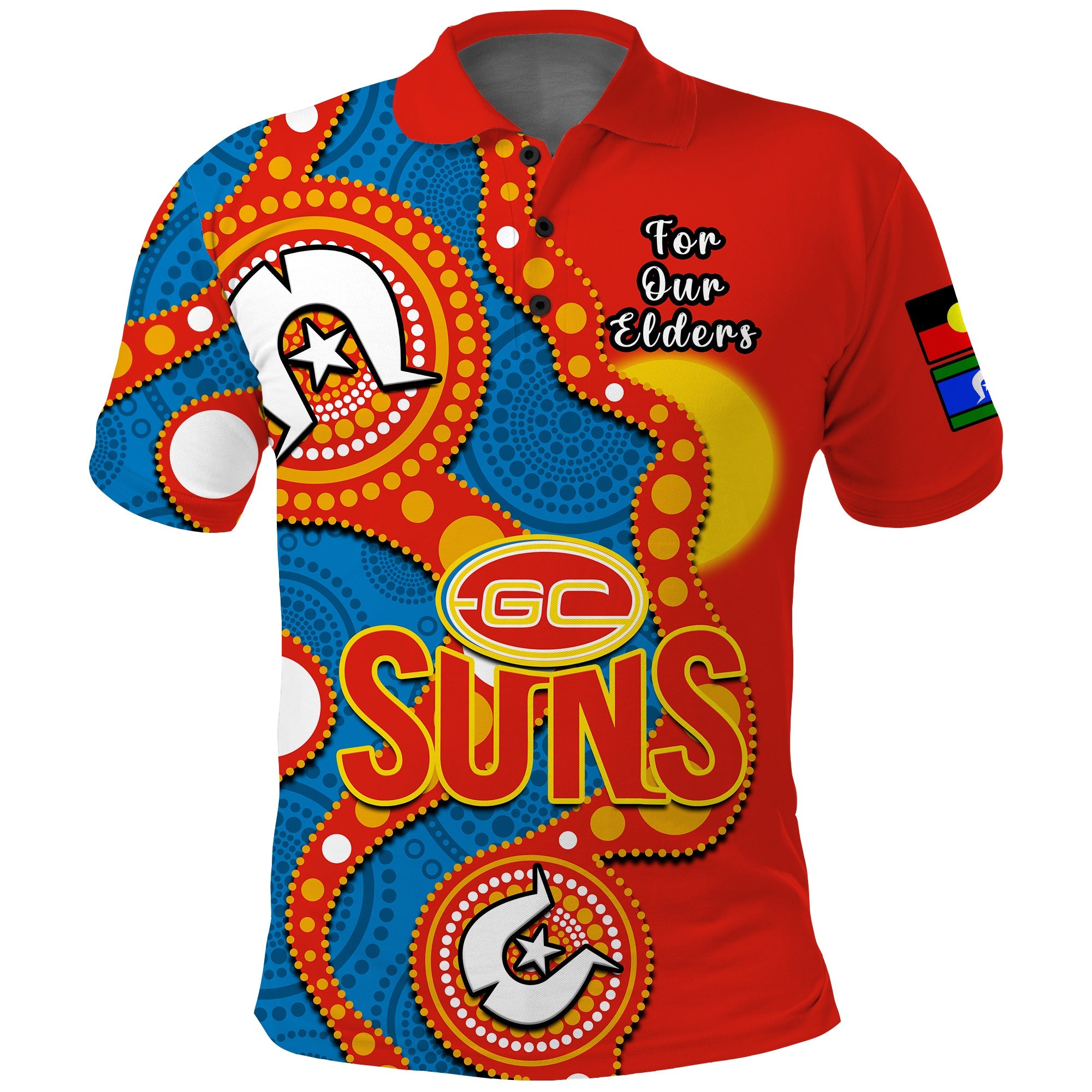 custom-text-and-number-gold-coast-football-naidoc-2023-polo-shirt-suns-indigenous-for-our-elders