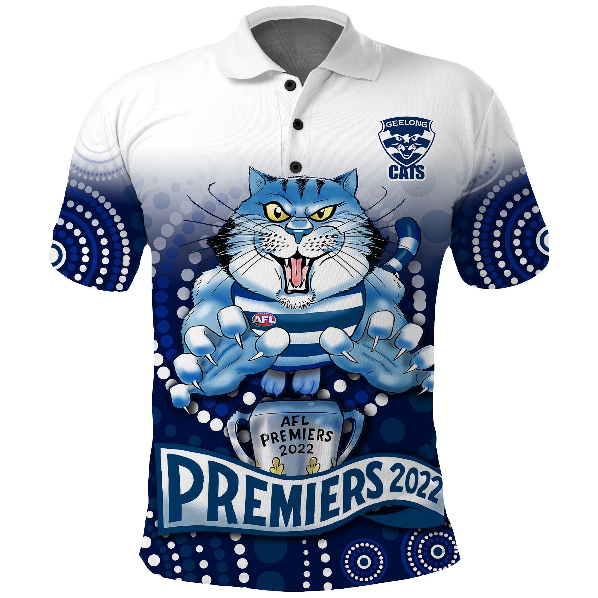 cats-football-polo-shirt-aboriginal-australian-premiers-2022-proud-geelong-cartoon