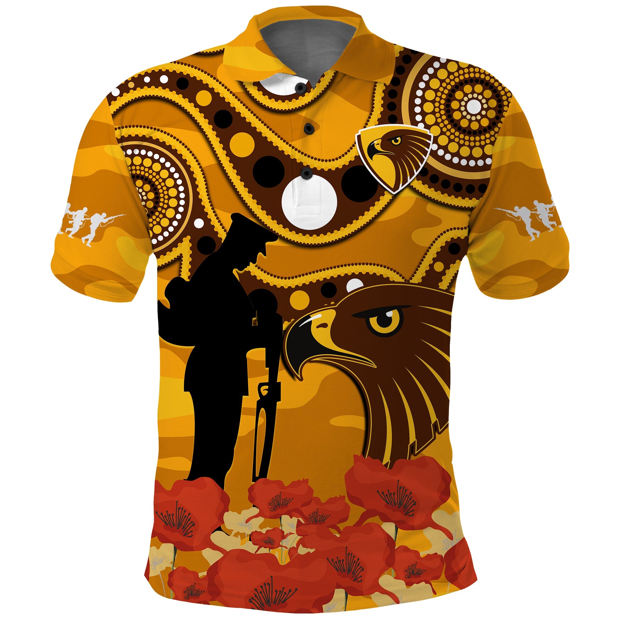 custom-text-and-number-hawks-football-anzac-2023-polo-shirt-indigenous-mix-poppy-camouflage