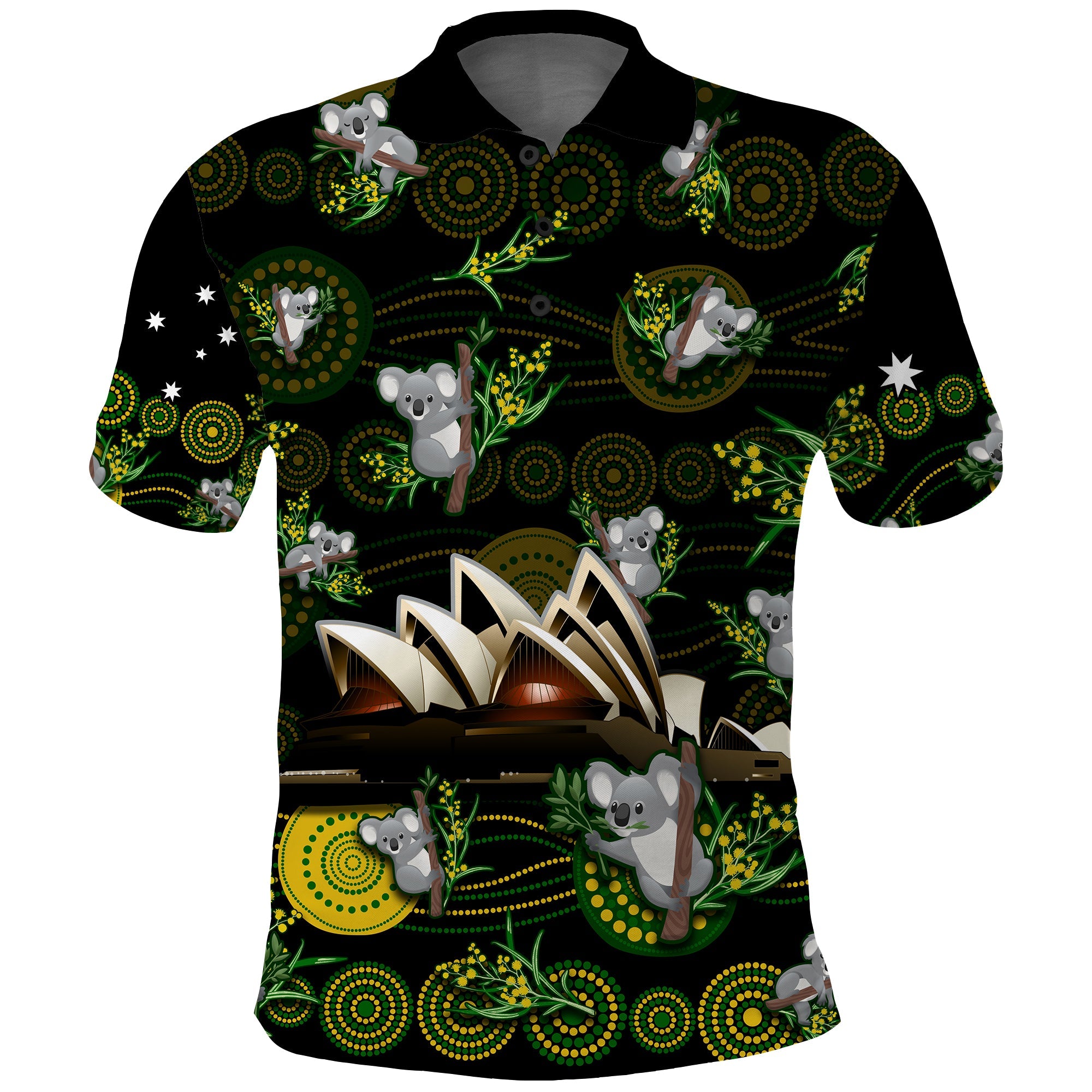 australia-polo-shirt-aboriginal-golden-wattle-mix-koala-and-sydney-opera-house