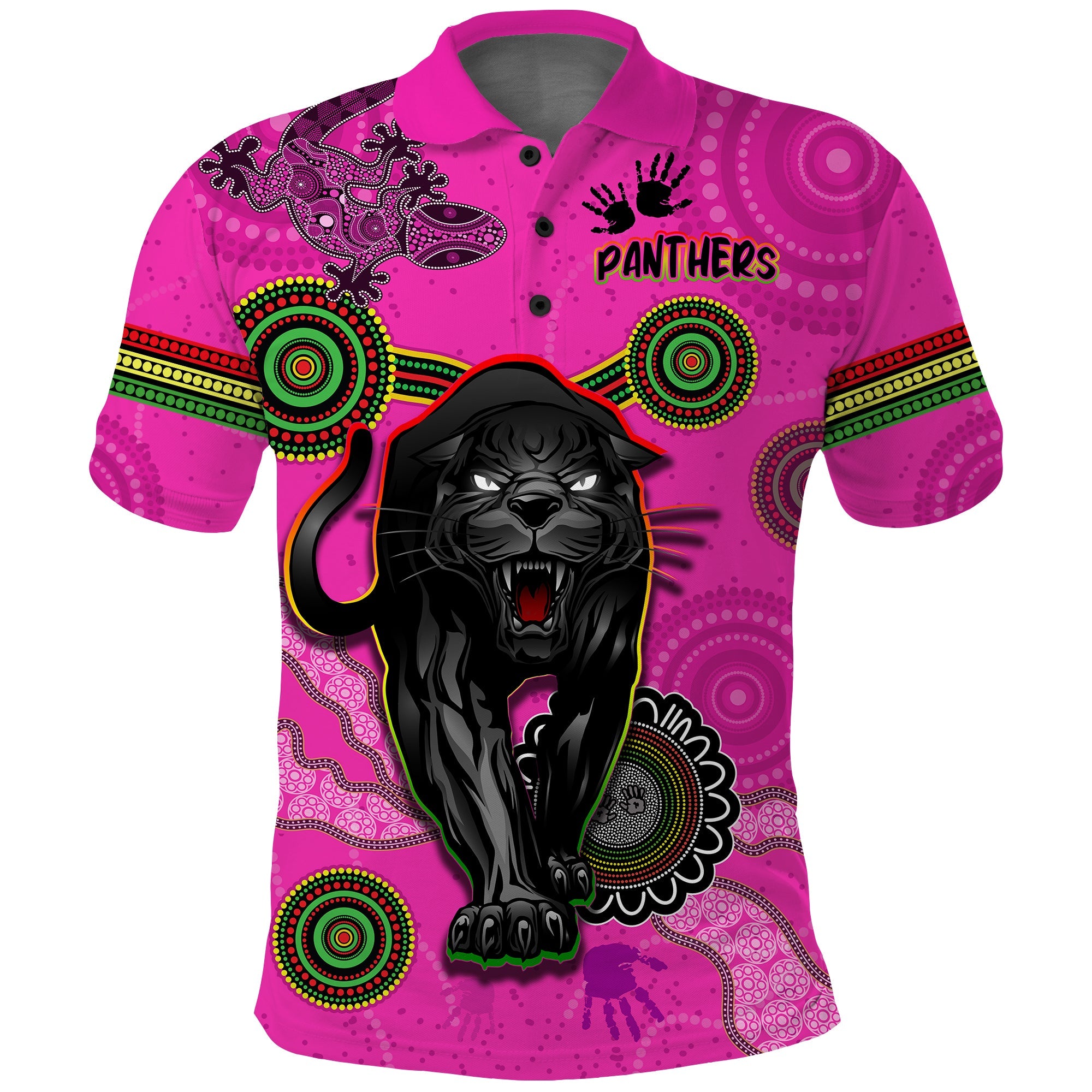 custom-text-and-number-panthers-polo-shirt-aboriginal-with-lizard