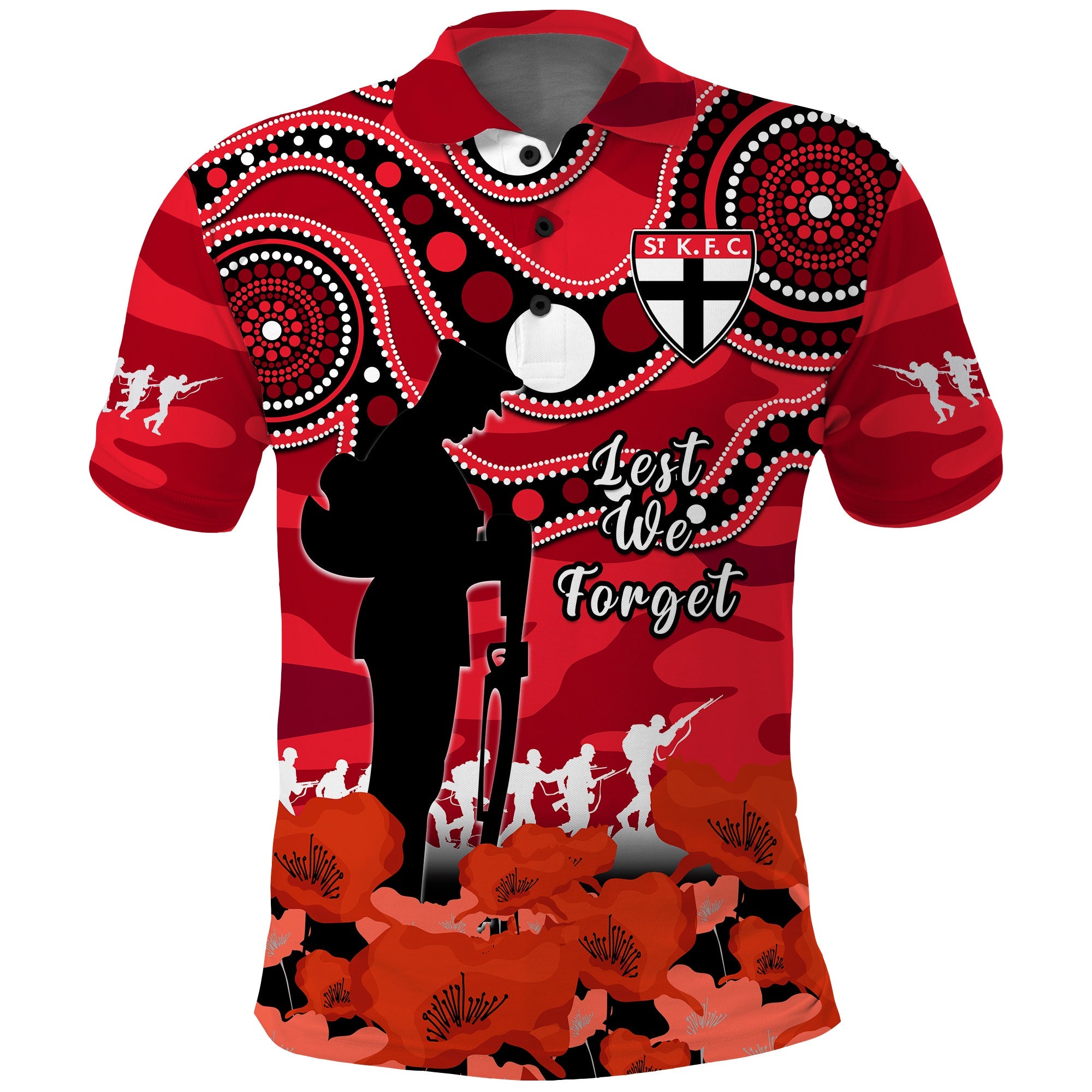 st-kilda-football-anzac-2023-polo-shirt-saints-aboriginal-mix-poppy-camouflage