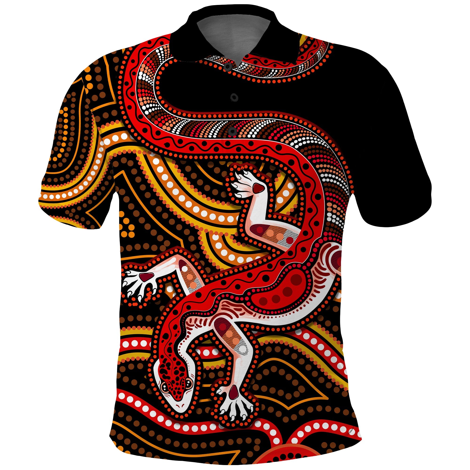 custom-personalised-aboriginal-art-lizard-polo-shirt-you-are-number-one