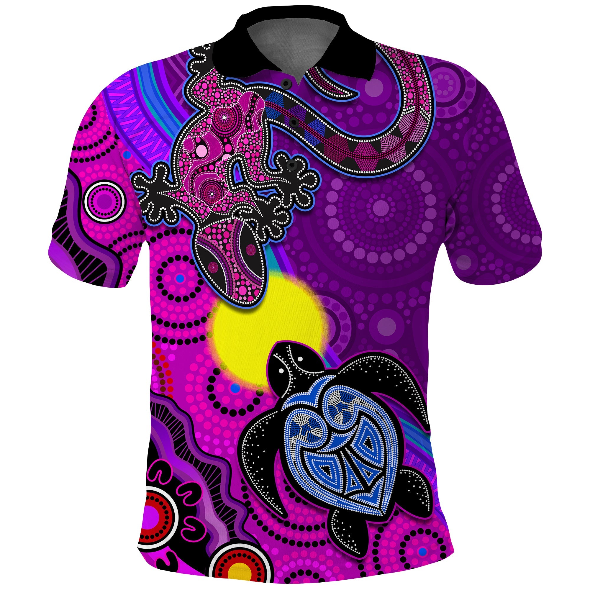 custom-personalised-australia-lizard-and-turtle-polo-shirt-aboriginal-art-beautiful-life