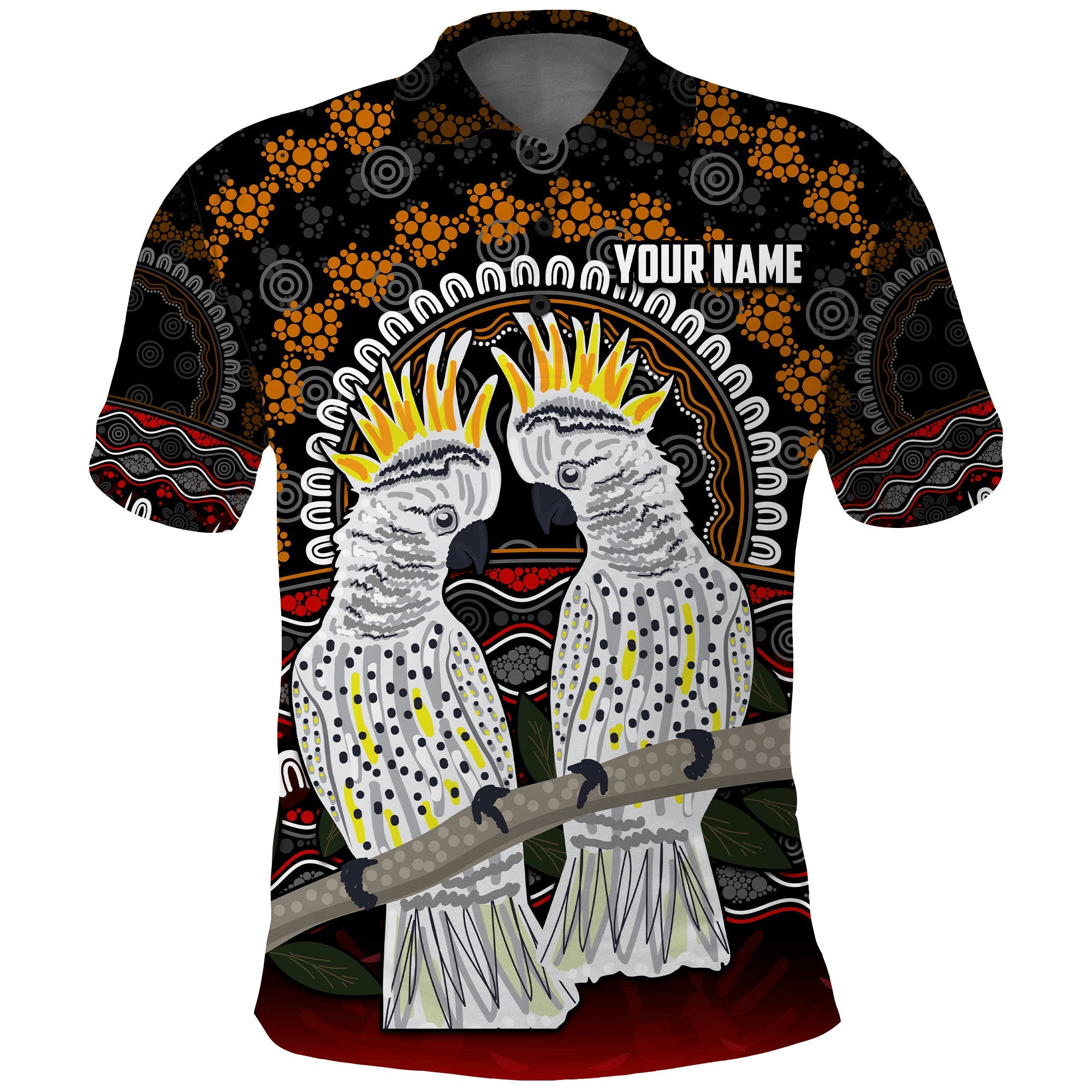 custom-personalised-australia-valentine-polo-shirt-aboriginal-couple-cockatoos-my-love