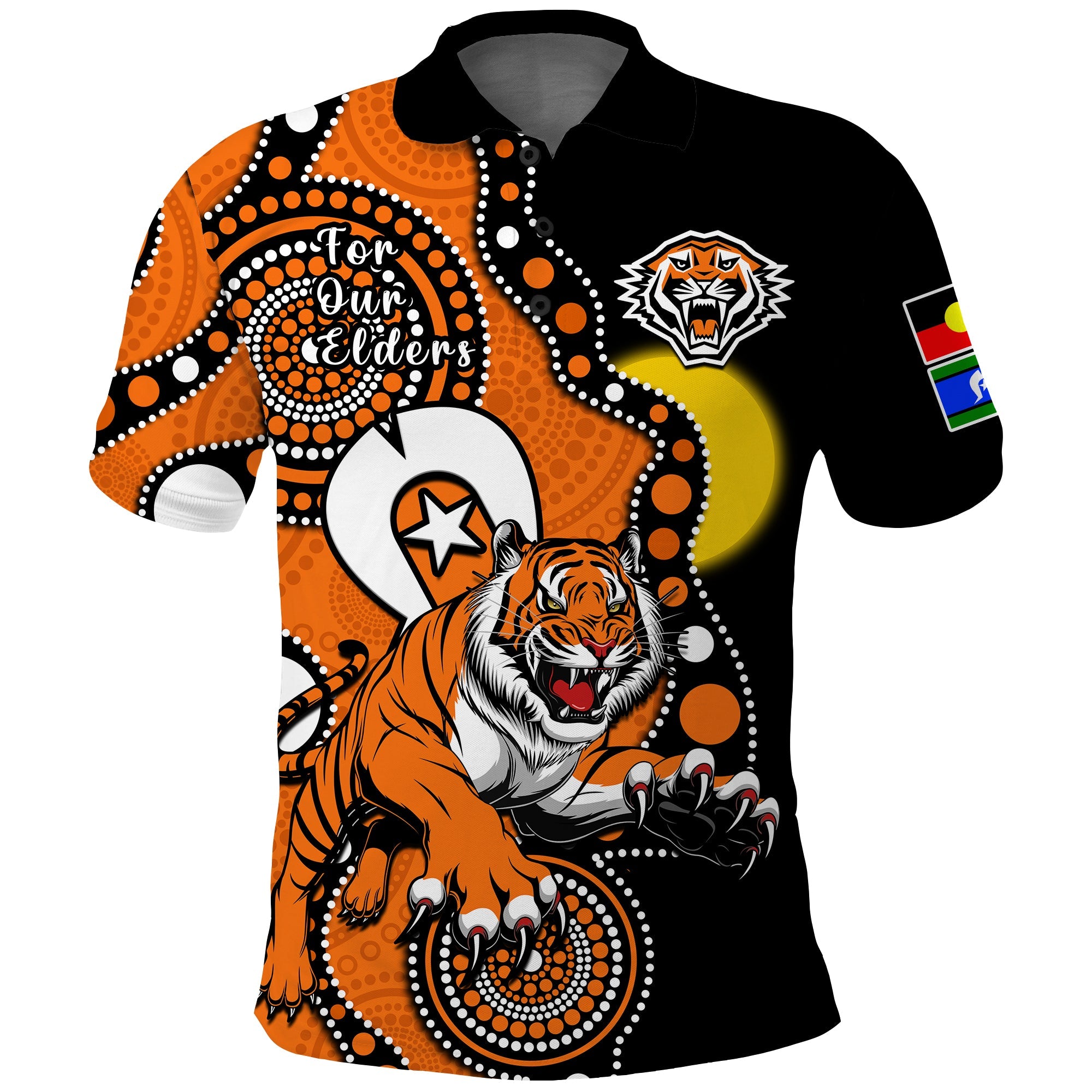 wests-tigers-rugby-naidoc-2023-polo-shirt-for-our-elders-indigenous-art