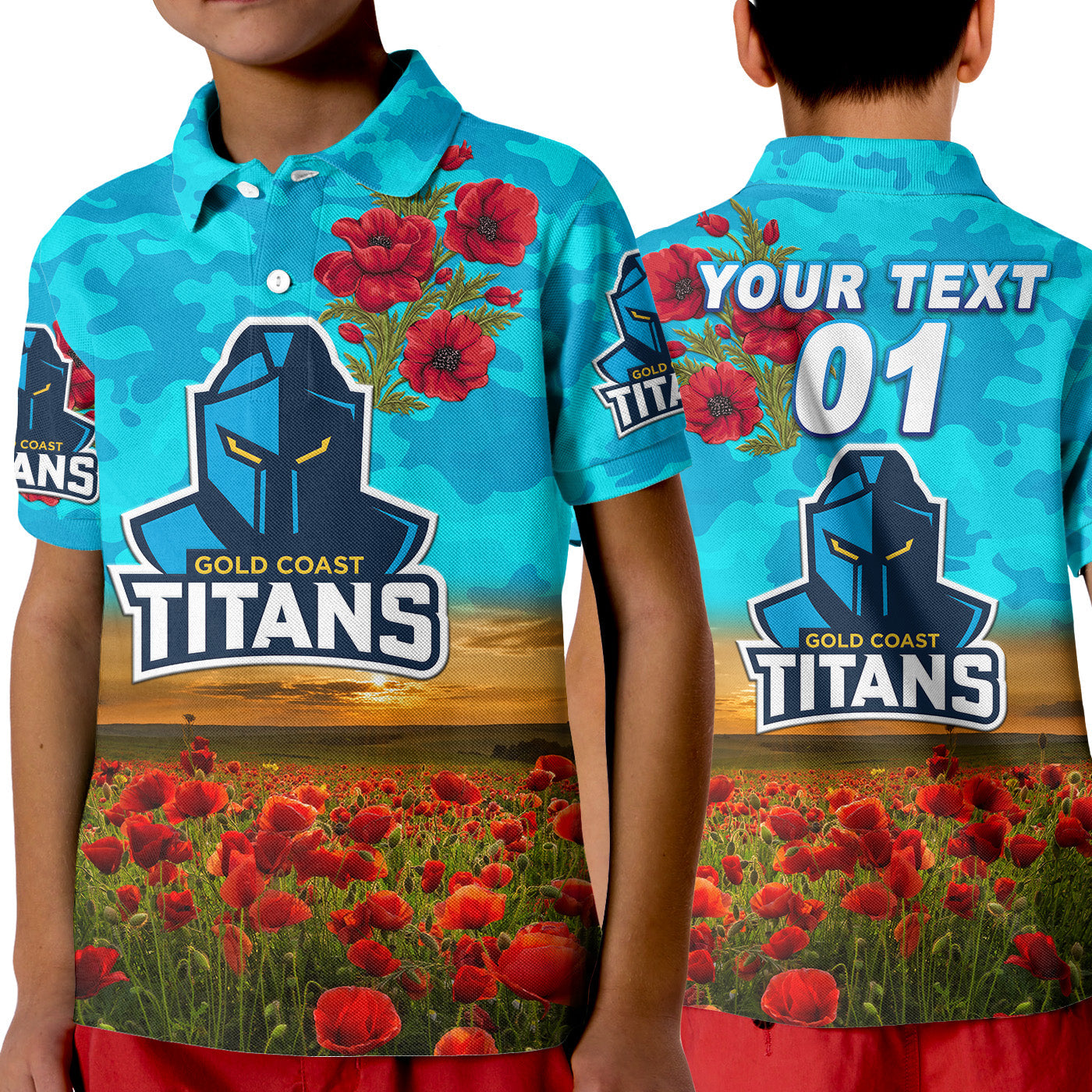 custom-personalised-gold-coast-titans-anzac-2022-polo-shirt-poppy-flowers-vibes