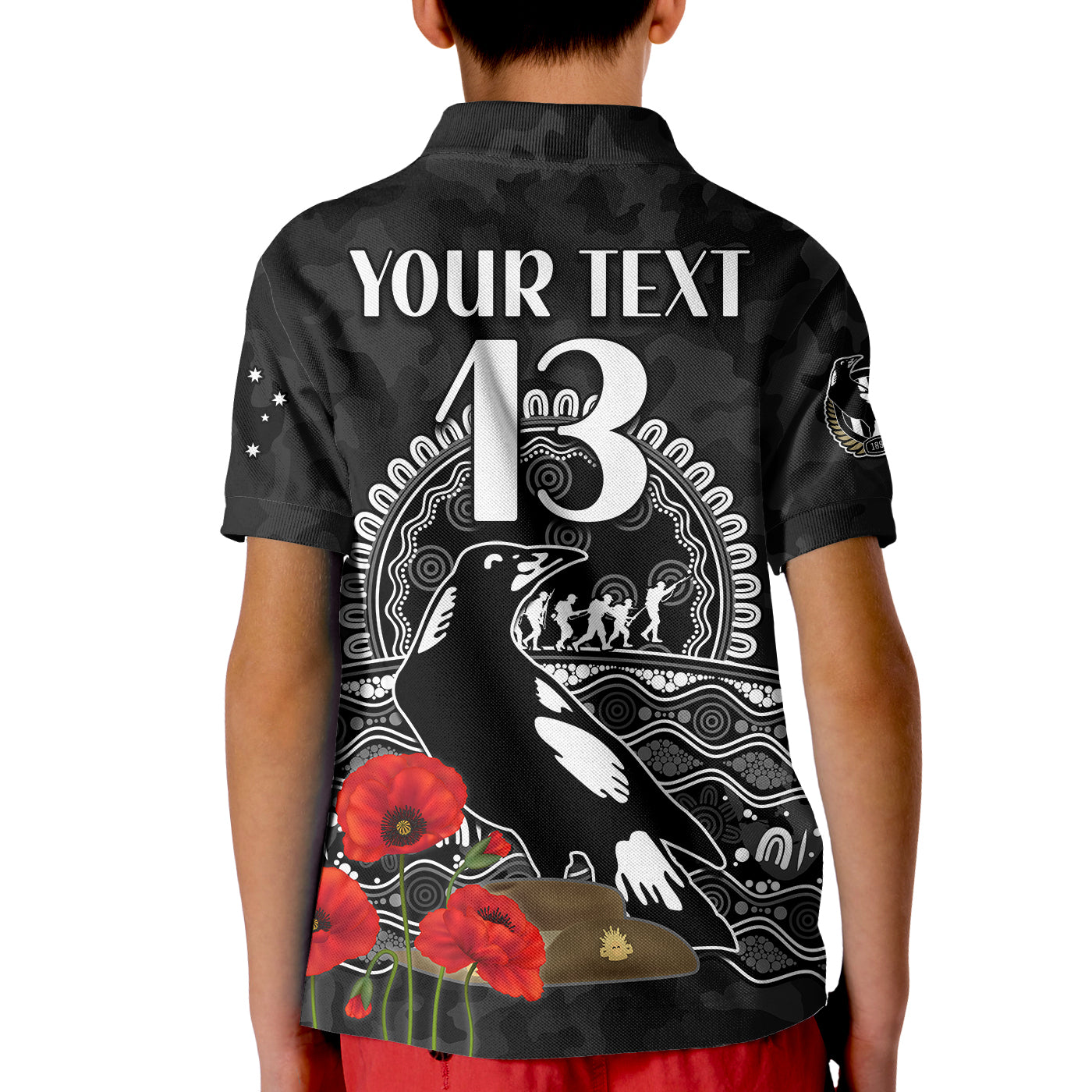 custom-text-and-number-magpies-football-anzac-day-polo-shirt-speical-poppy-mix-aboriginal