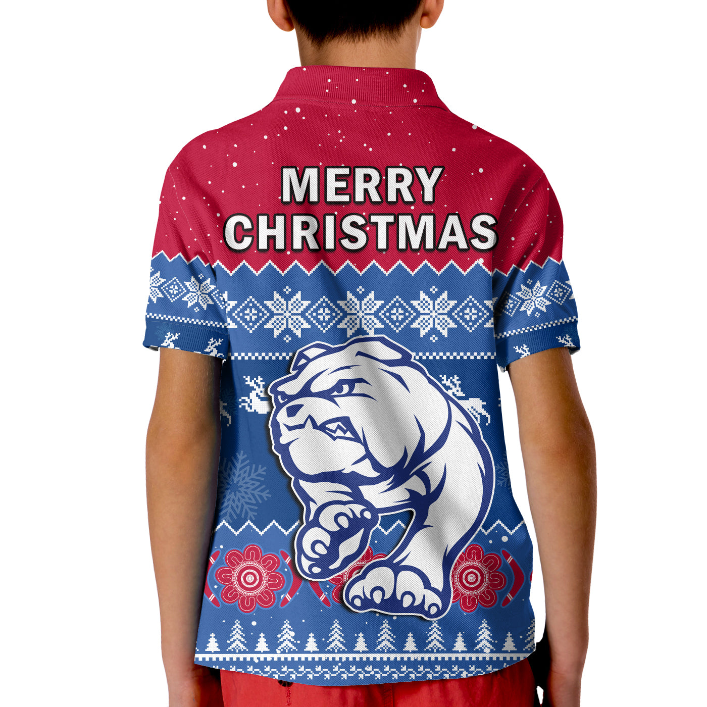 western-bulldogs-football-polo-shirt-kid-dogs-indigenous-merry-christmas