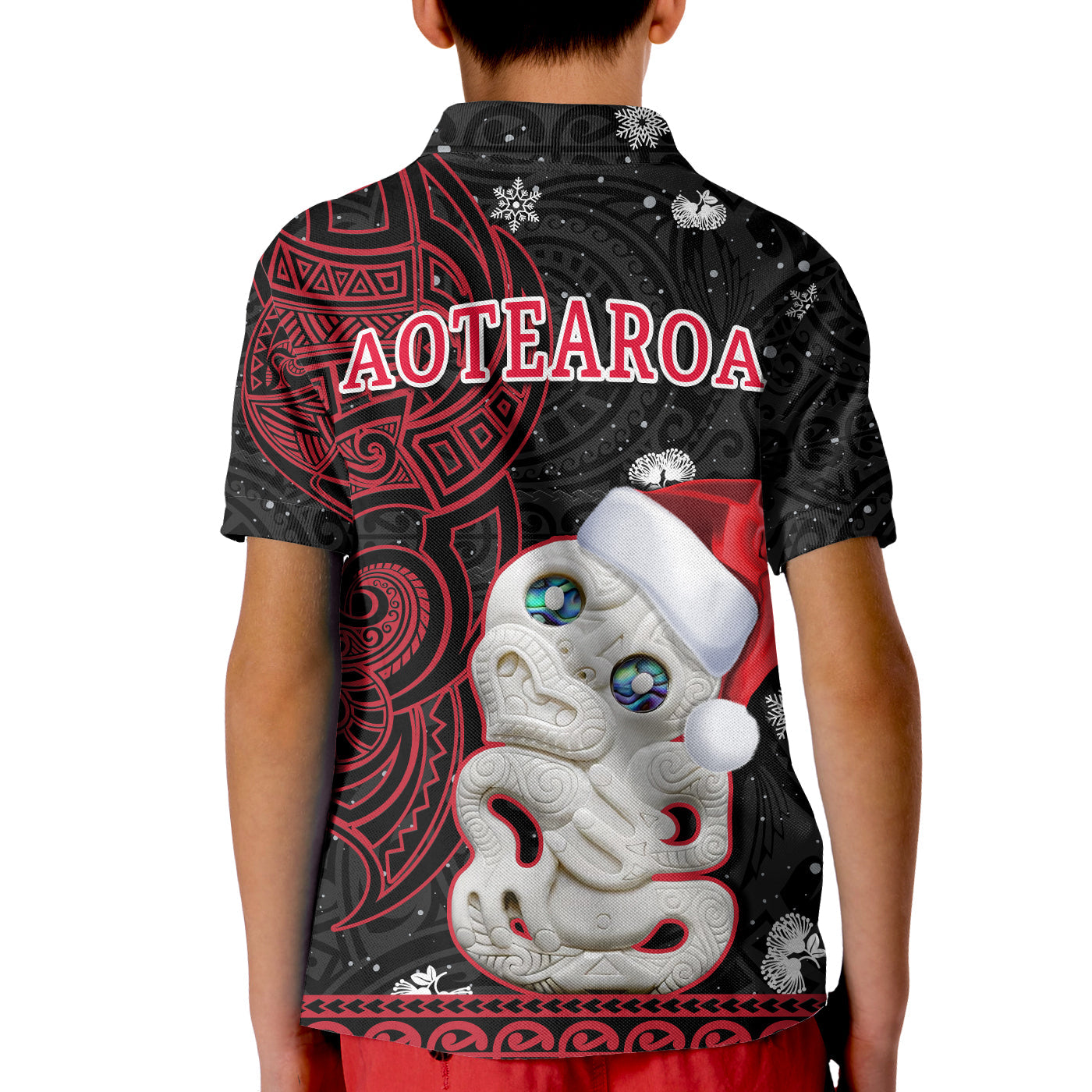 new-zealand-christmas-polo-shirt-hei-tiki-red-pohutukawa-meri-kirihimete