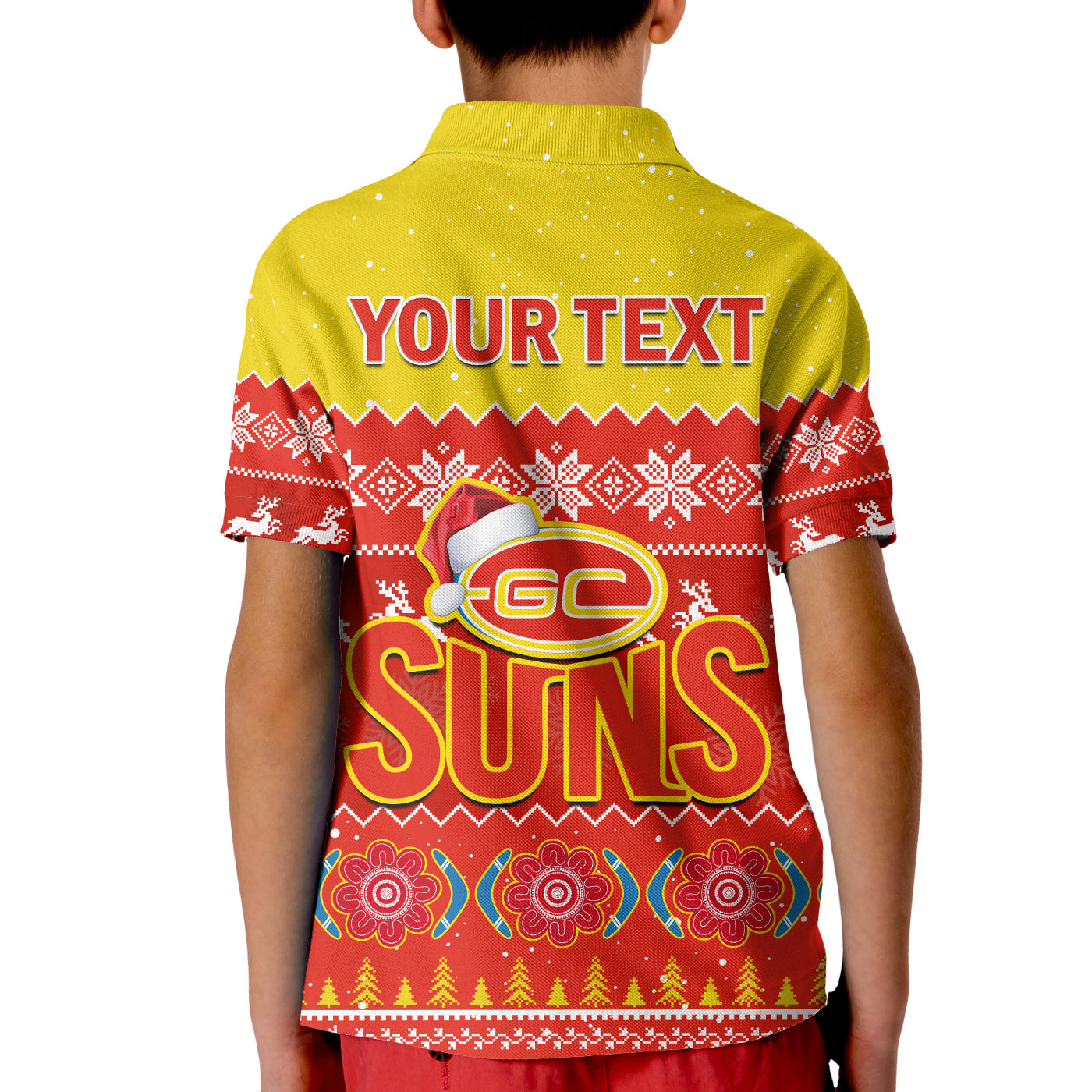 custom-personalised-gold-coast-football-polo-shirt-suns-aboriginal-merry-christmas